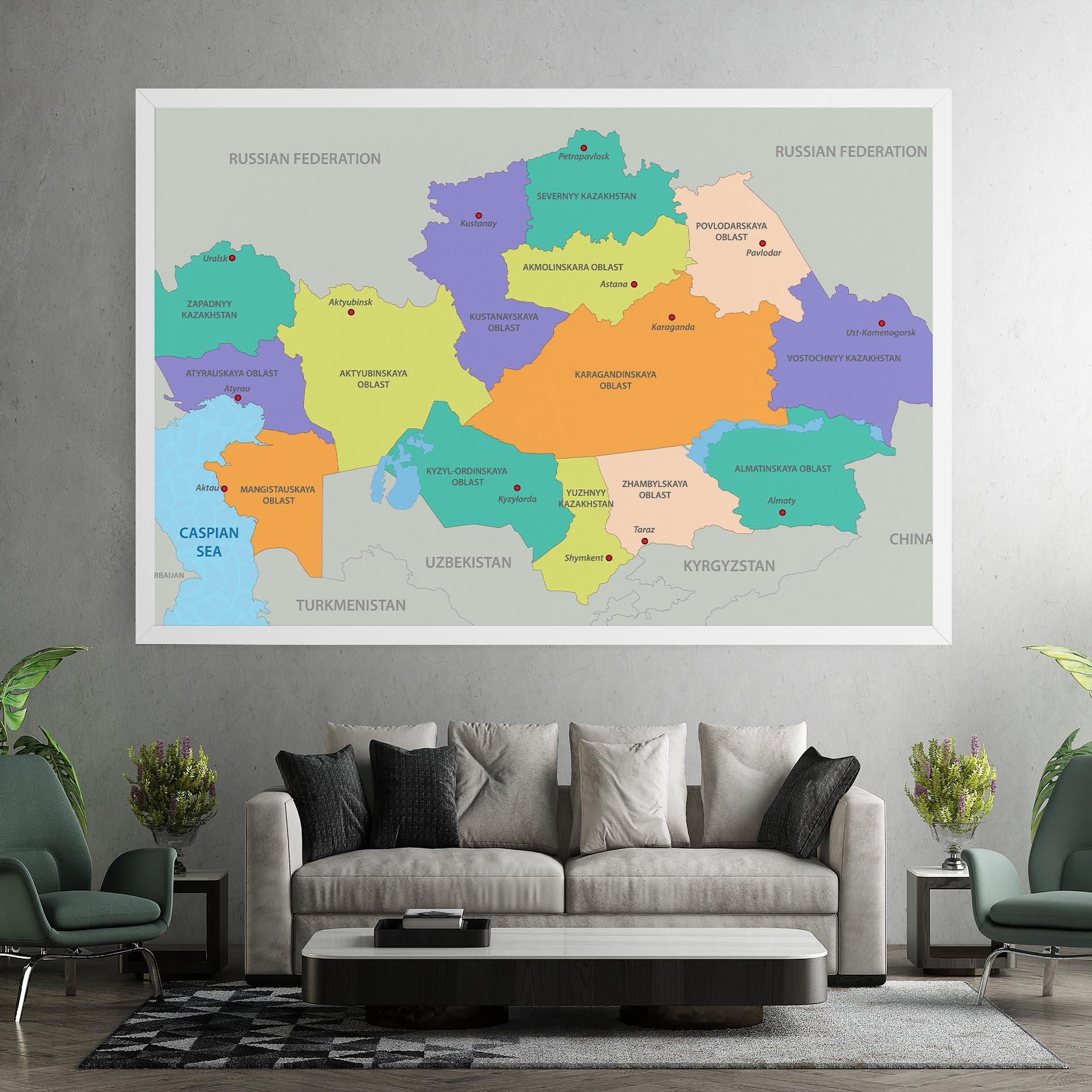 Leinwandbild Kazakhstan Color Map mockup 7