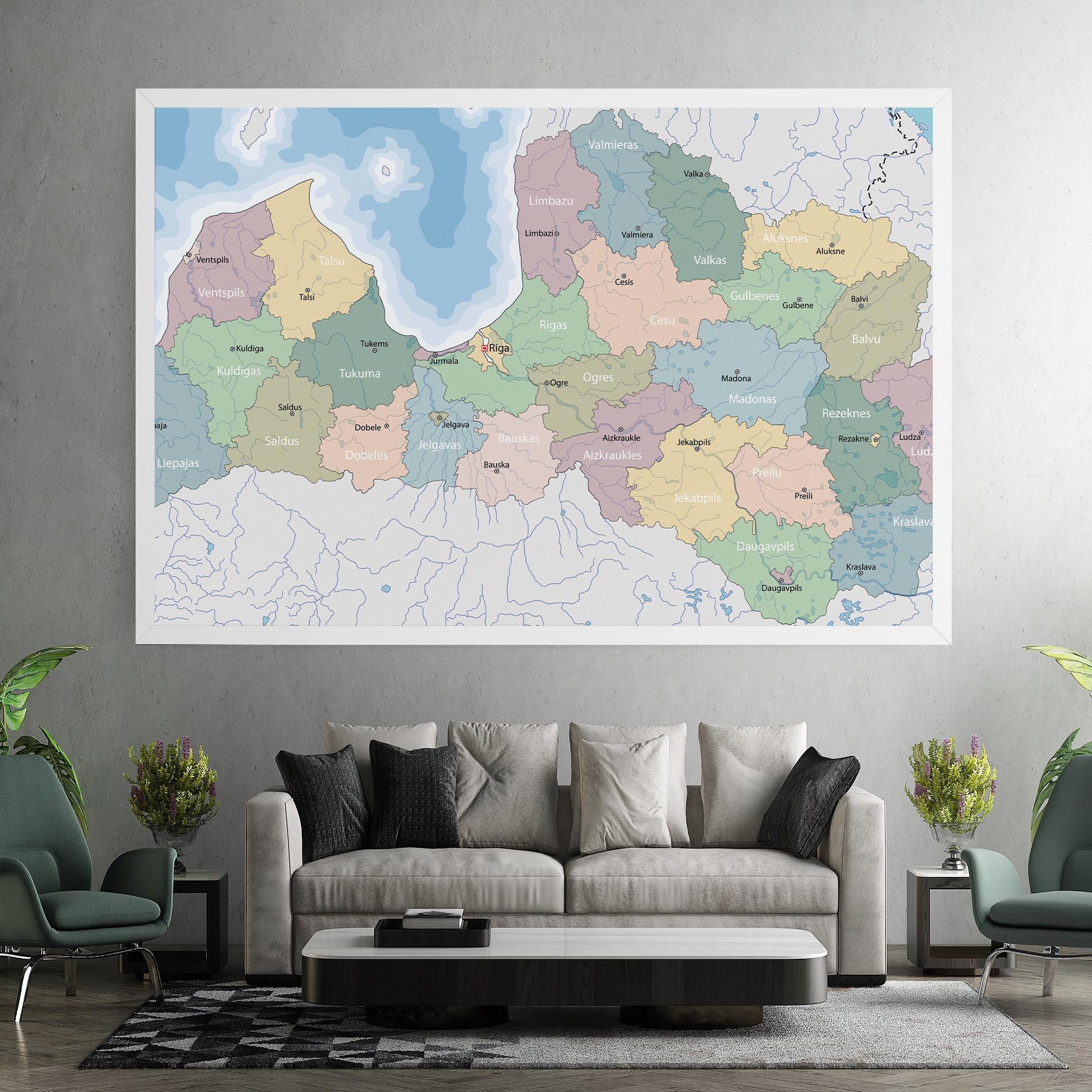 Leinwandbild Latvia Color Map mockup 7