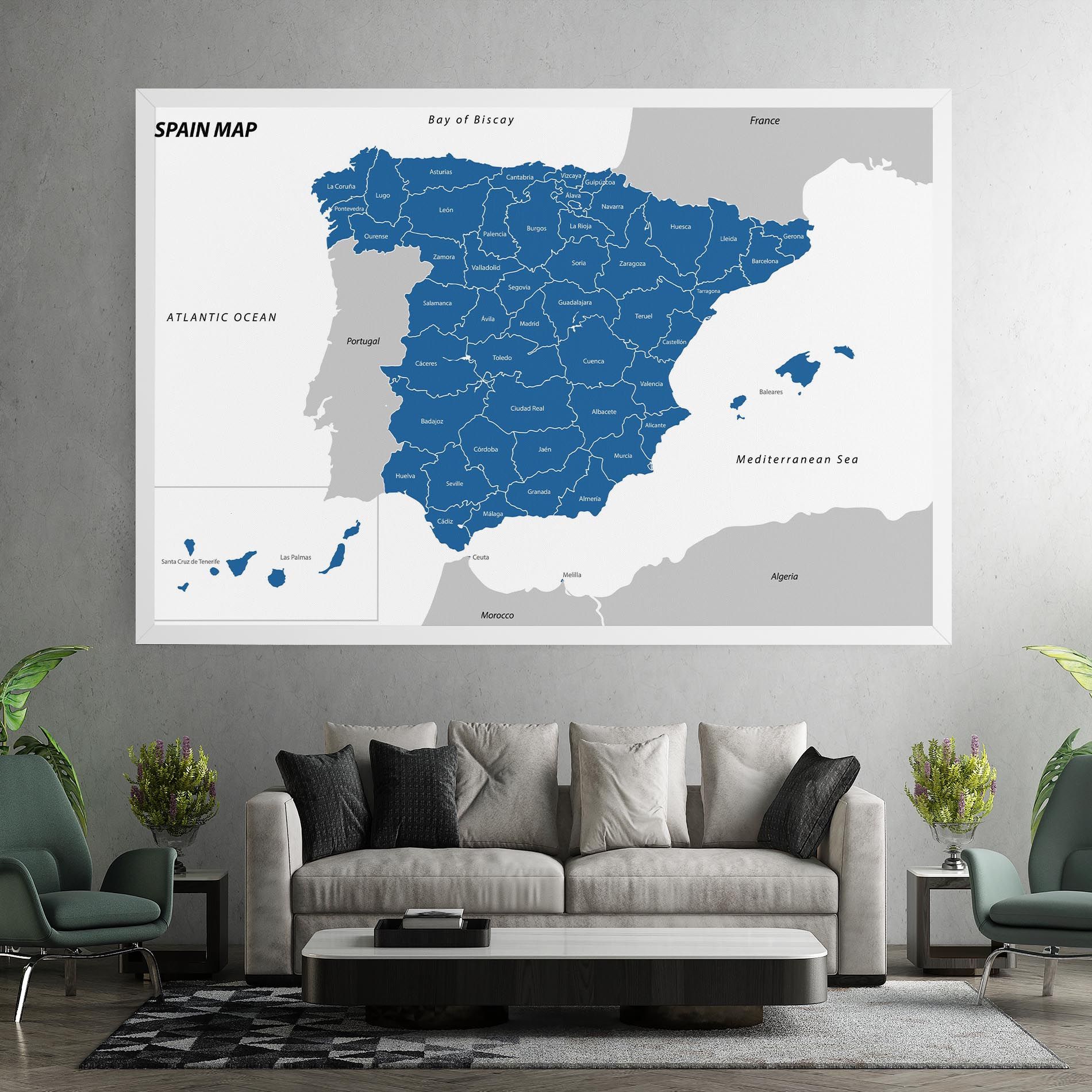 Spain Blue Map mockup 7