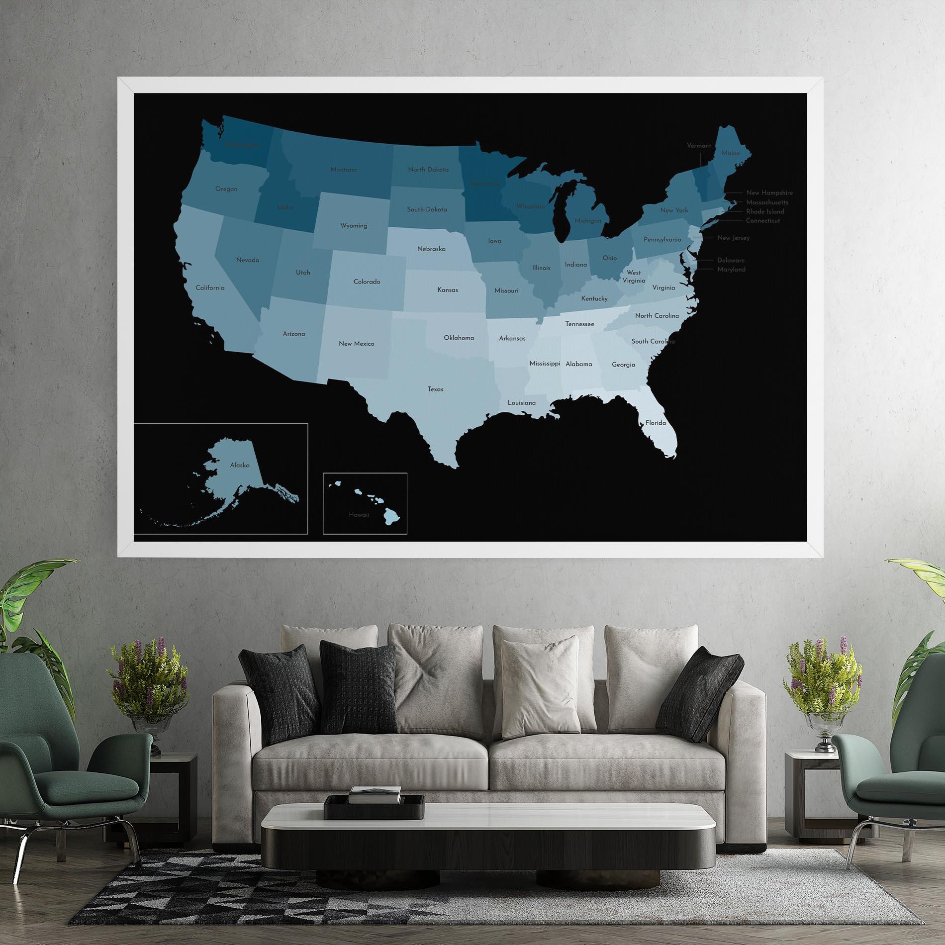 Leinwandbild Sua Blue Map mockup 7