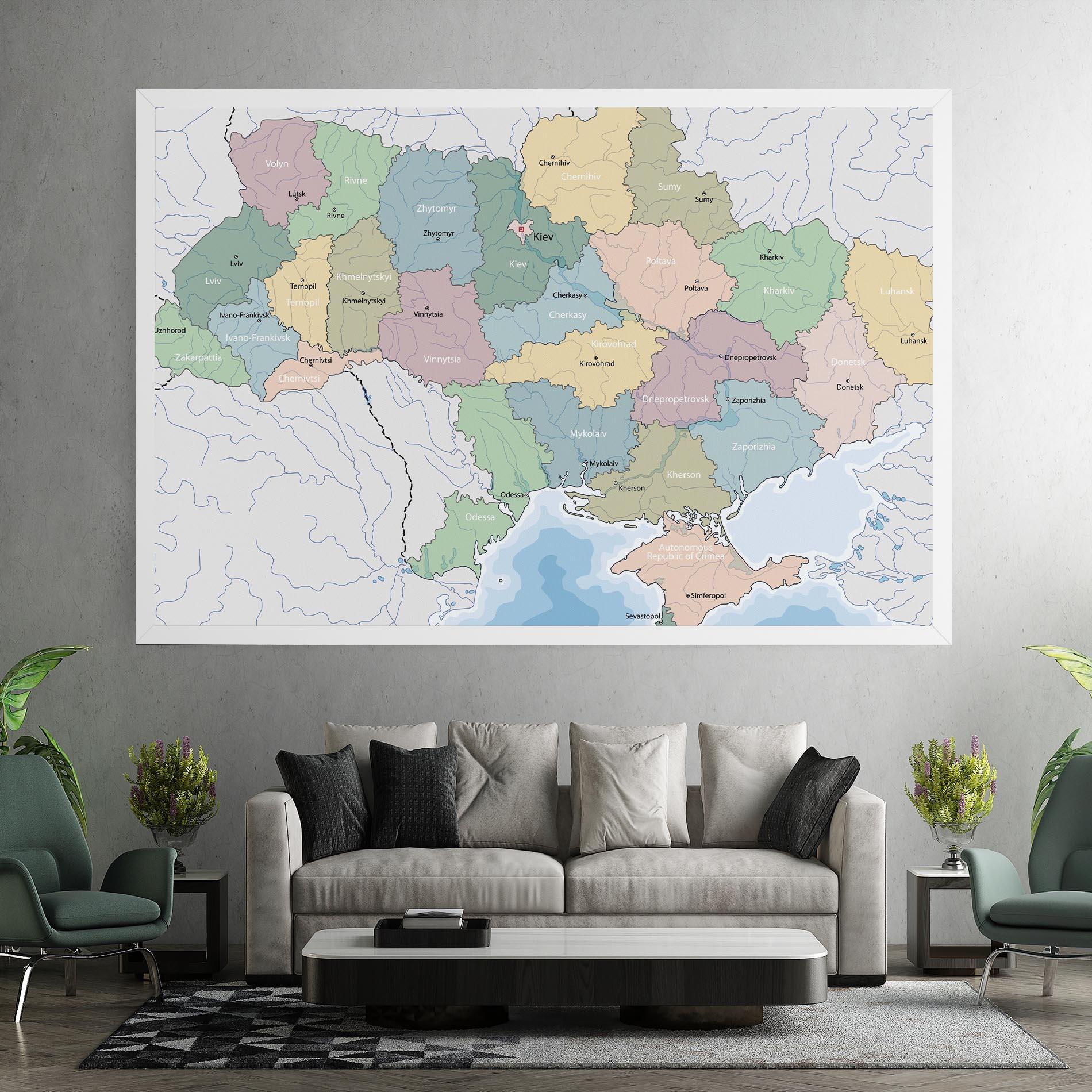 Leinwandbild Ukraine Map mockup 7