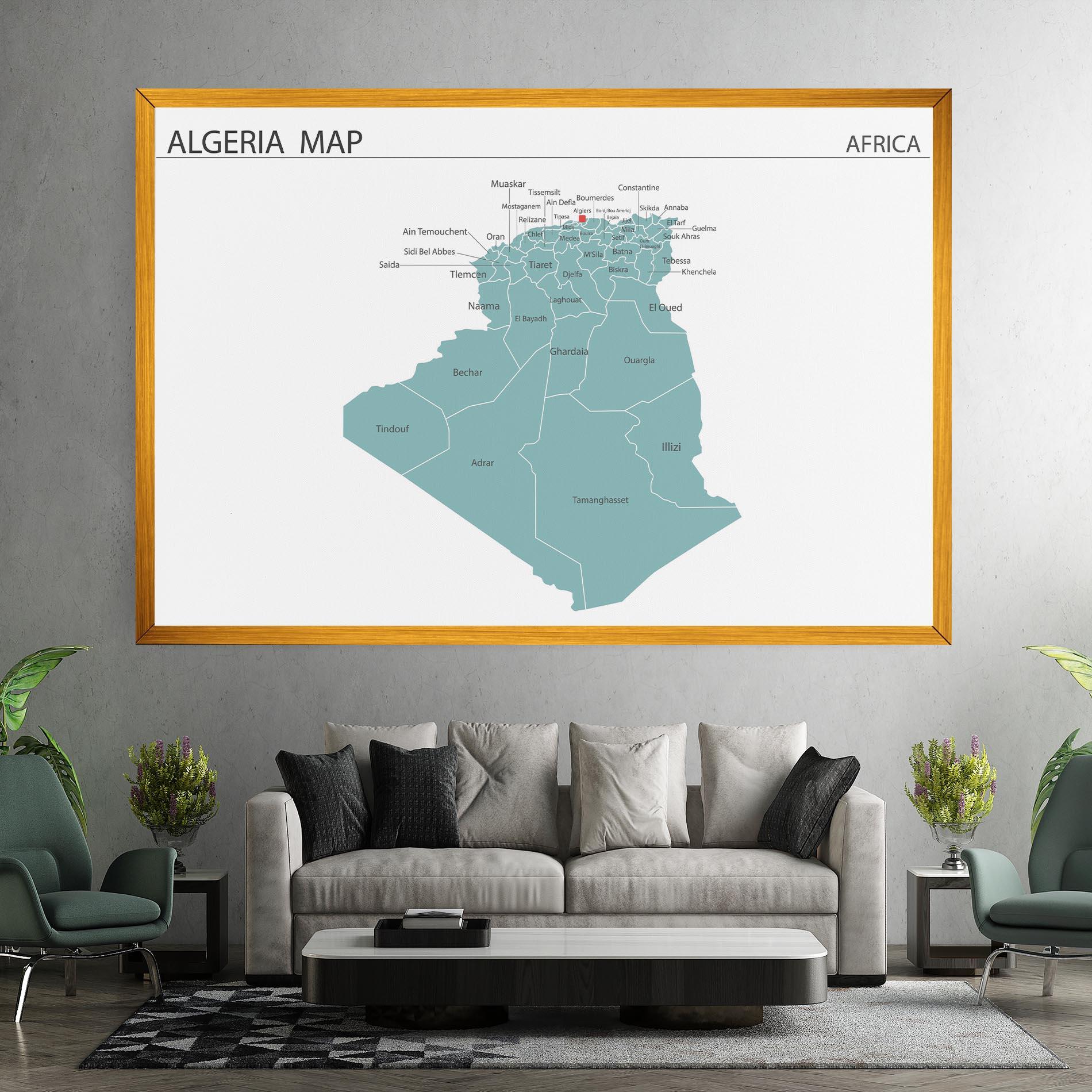 Leinwandbild Algeria Map mockup 7