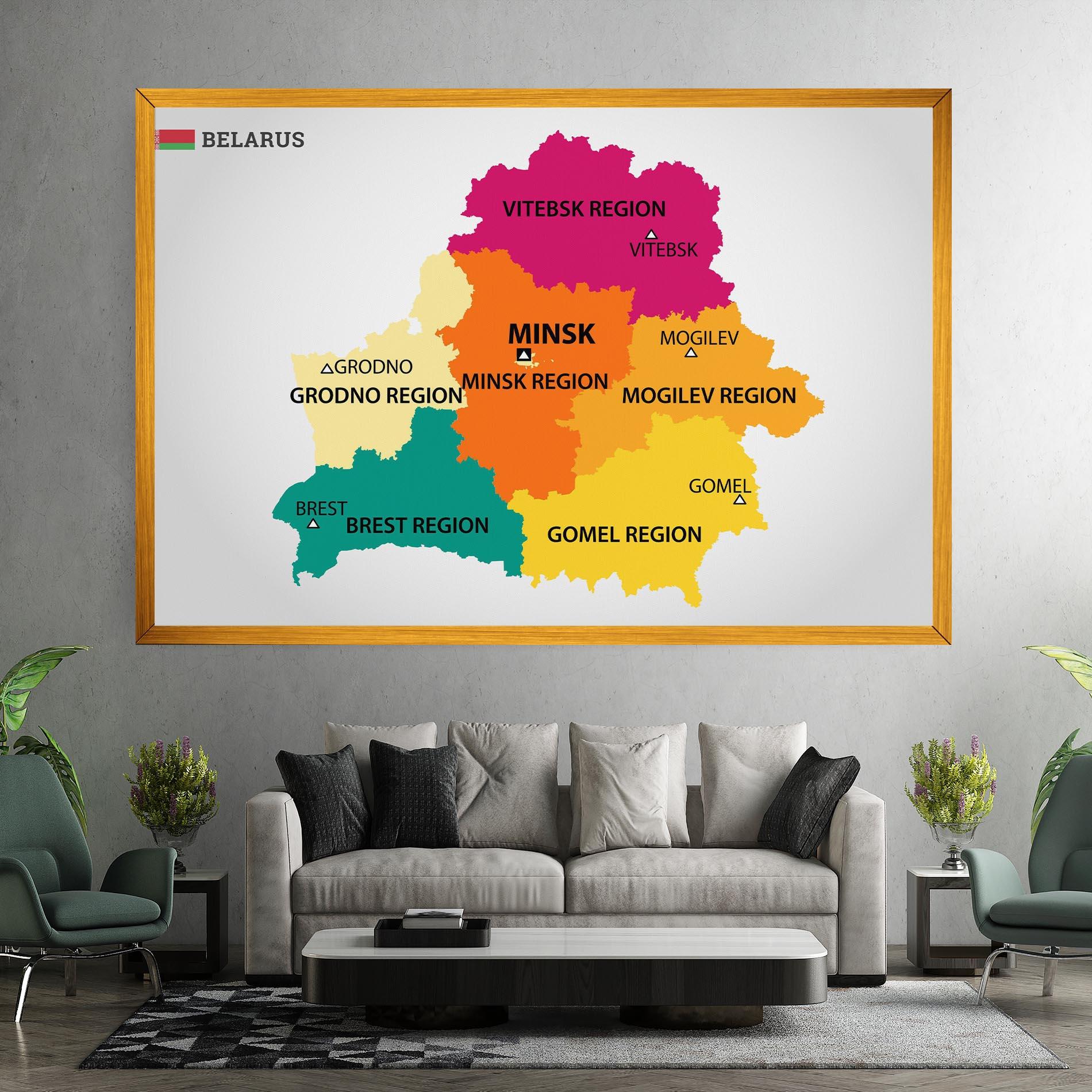 Leinwandbild Belarus Color Map mockup 7