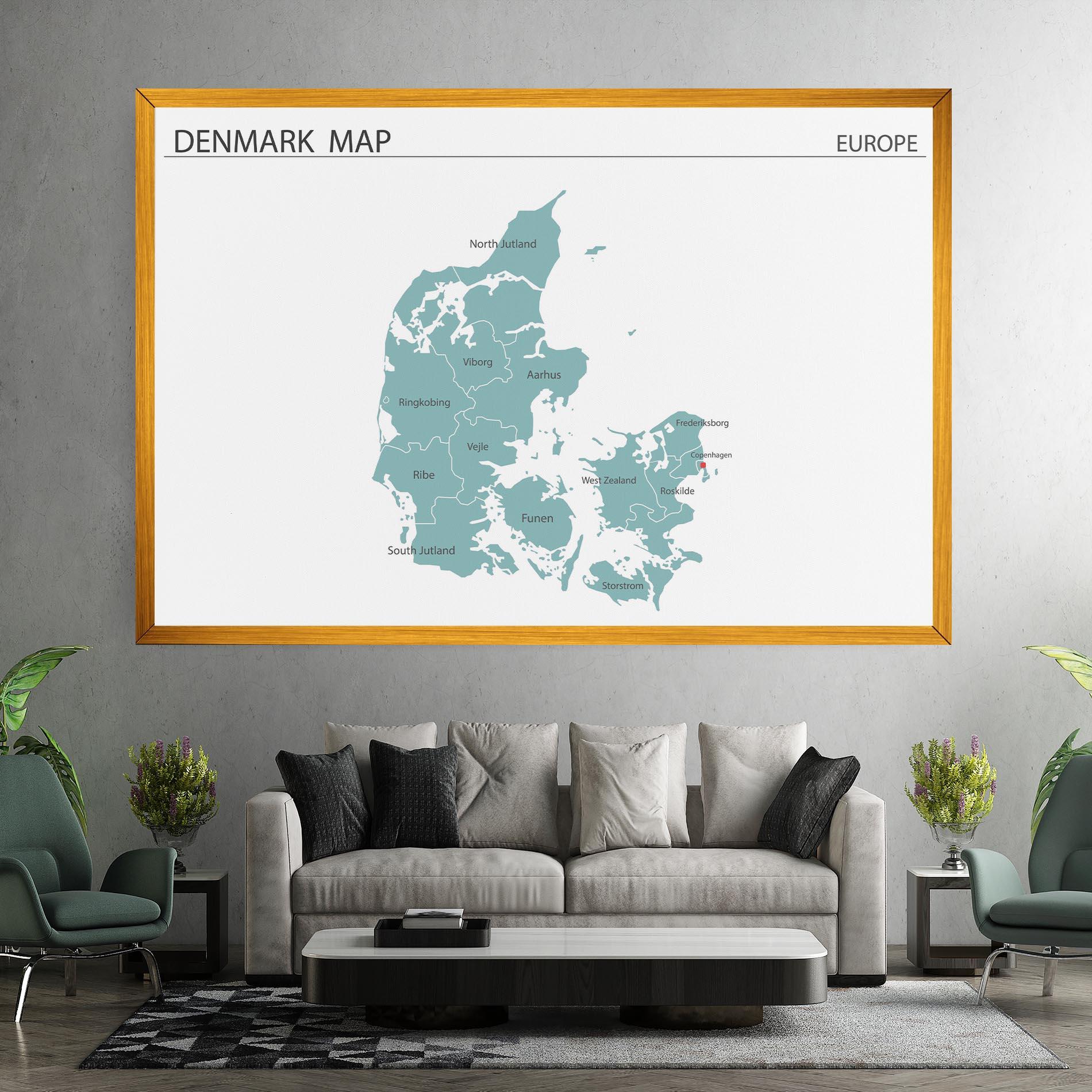 Leinwandbild Denmark Map mockup 7