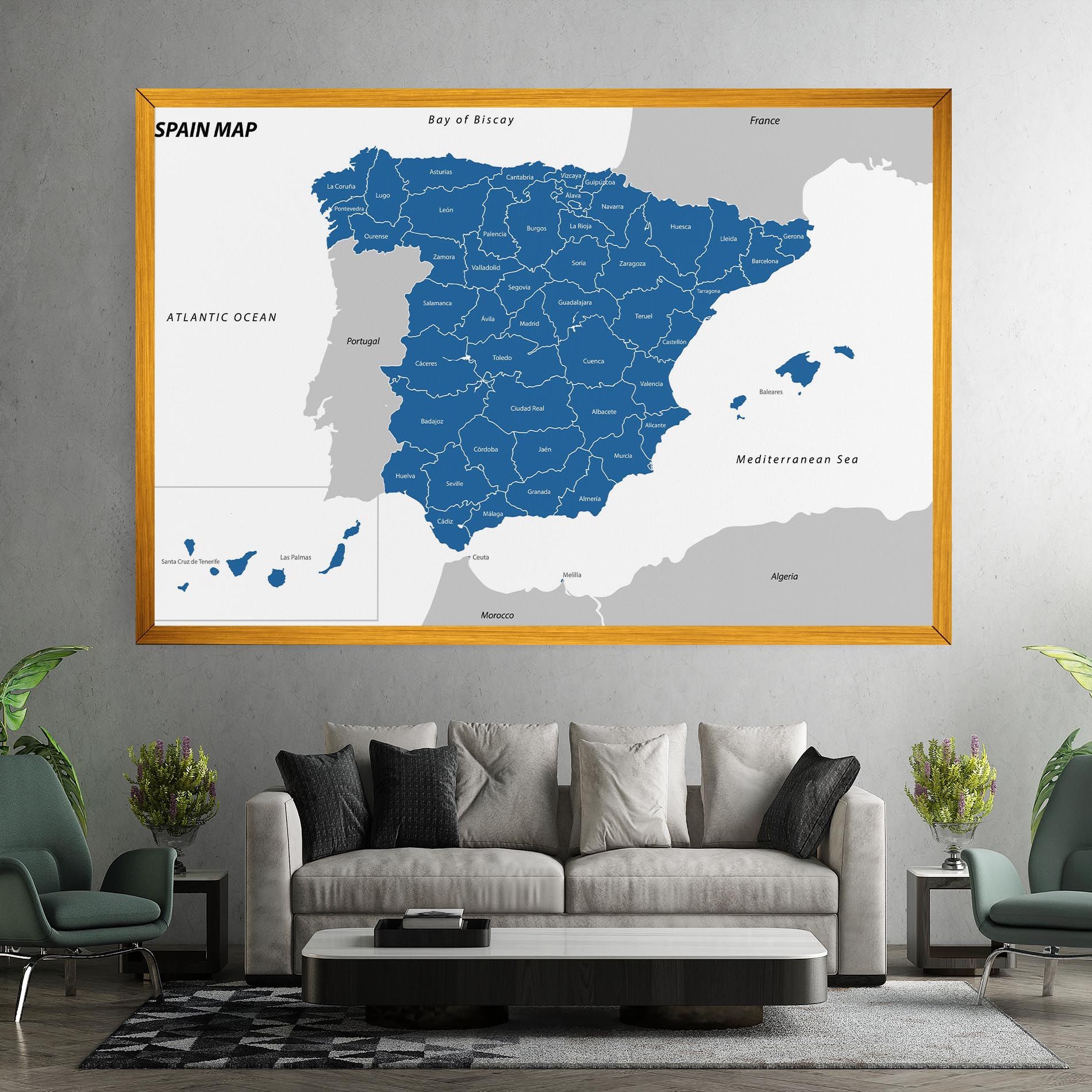 Spain Blue Map mockup 7
