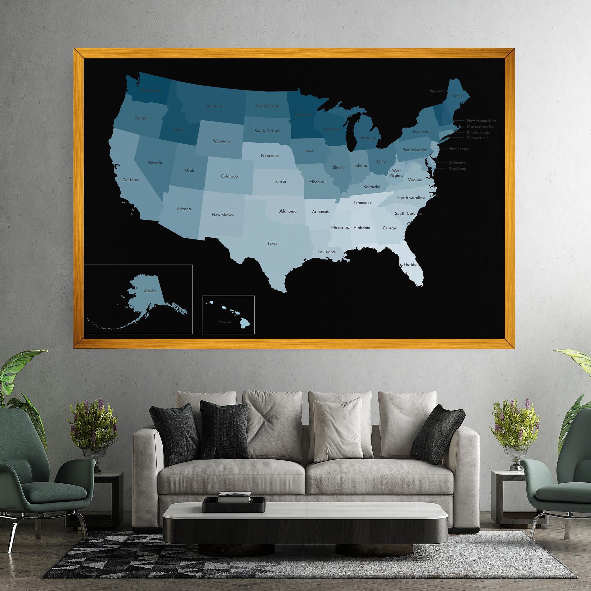 Leinwandbild Sua Blue Map mockup 7