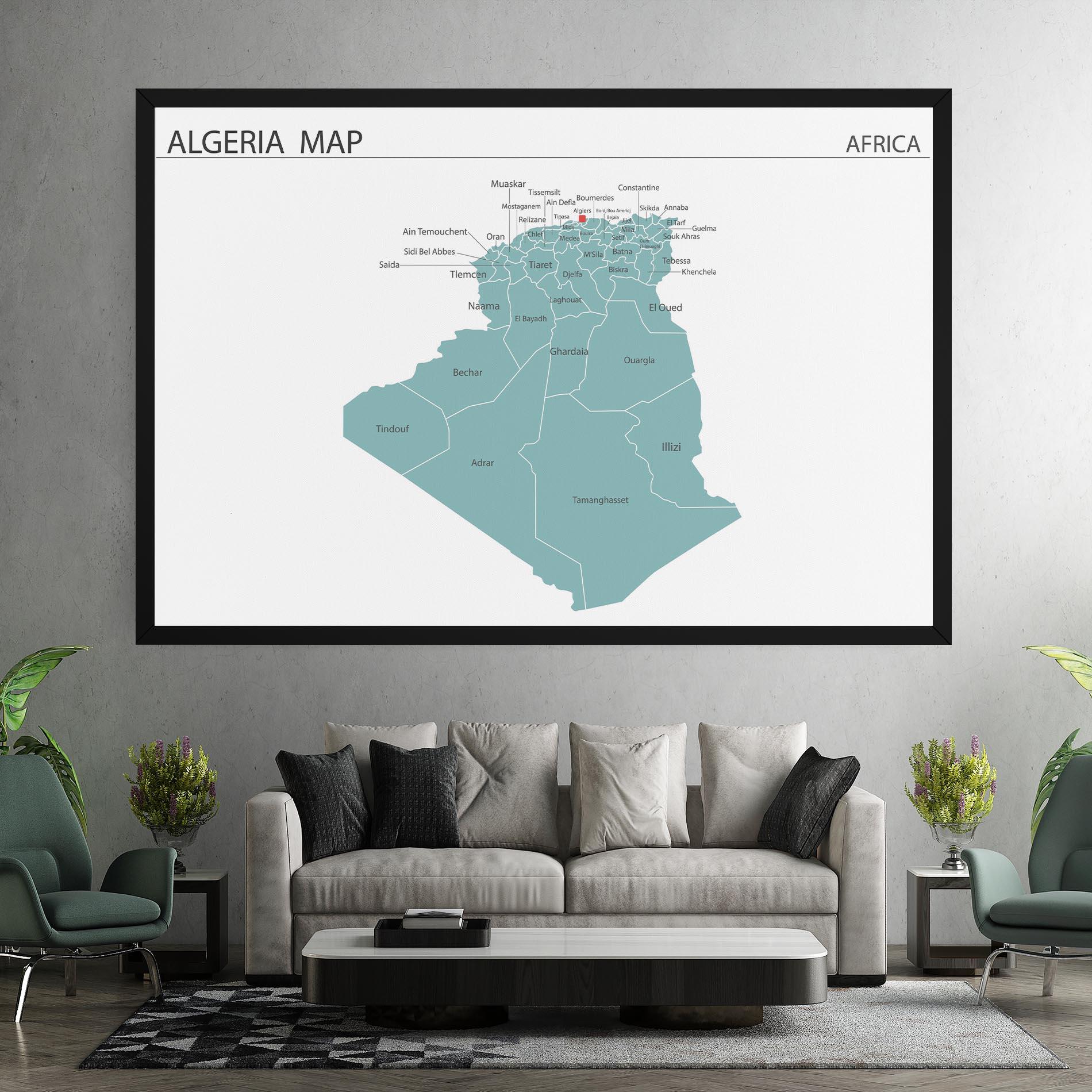 Leinwandbild Algeria Map mockup 7