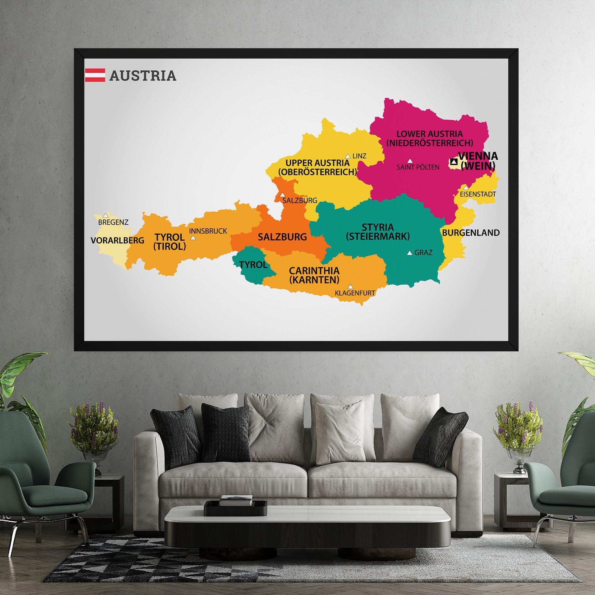 Leinwandbild Austria Color Map mockup 7