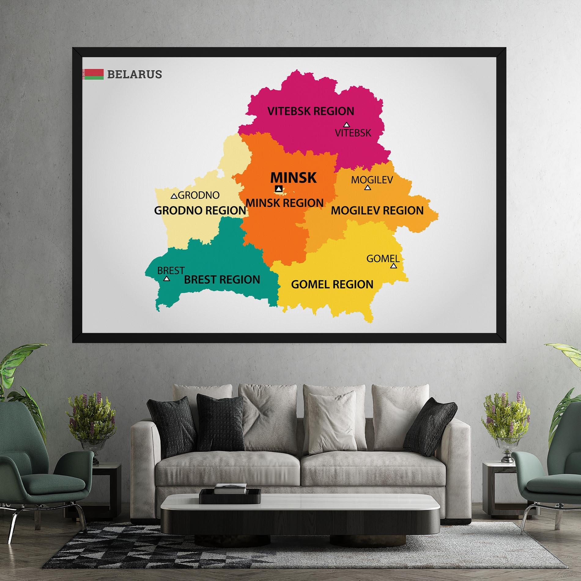 Leinwandbild Belarus Color Map mockup 7