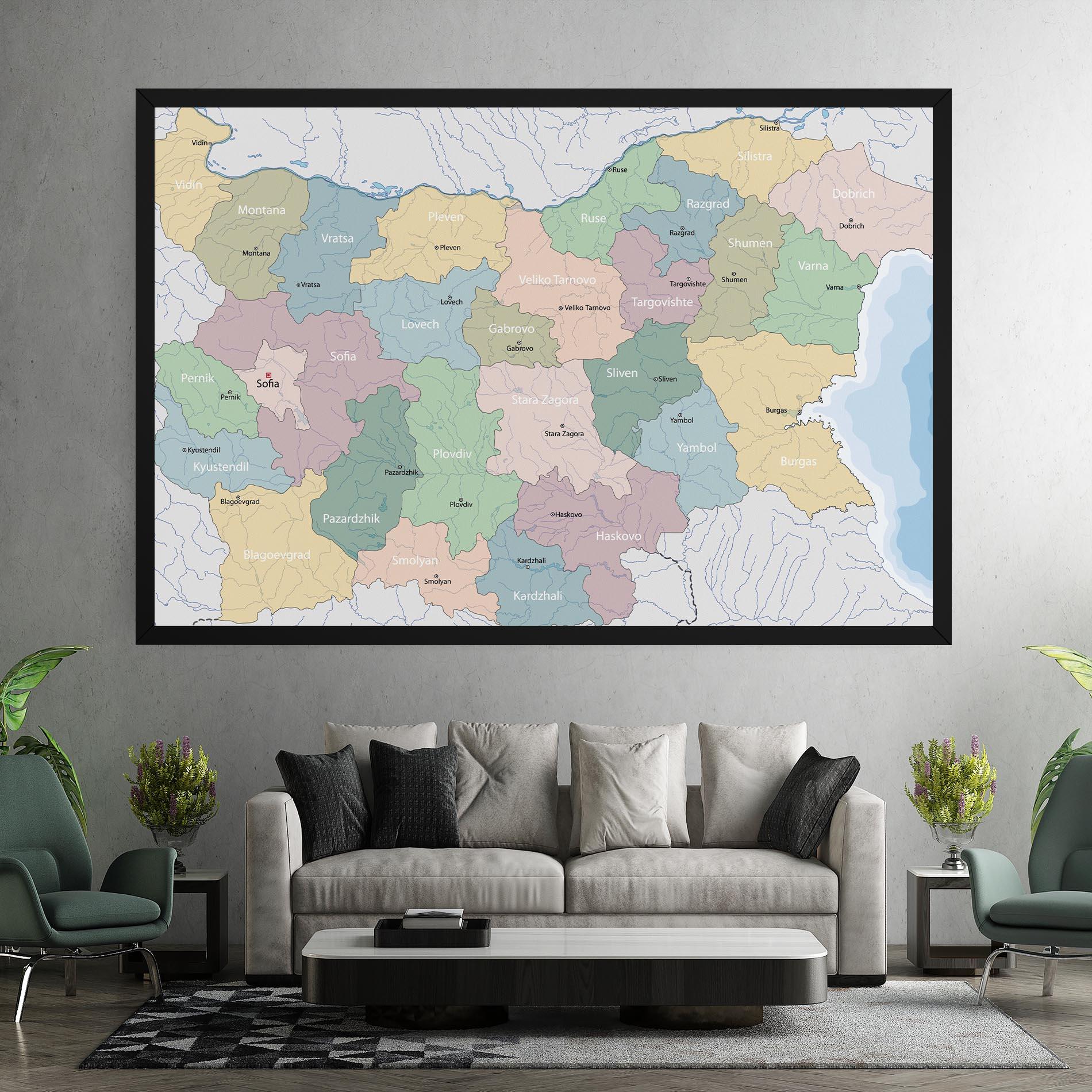 Leinwandbild Bulgaria Map mockup 7