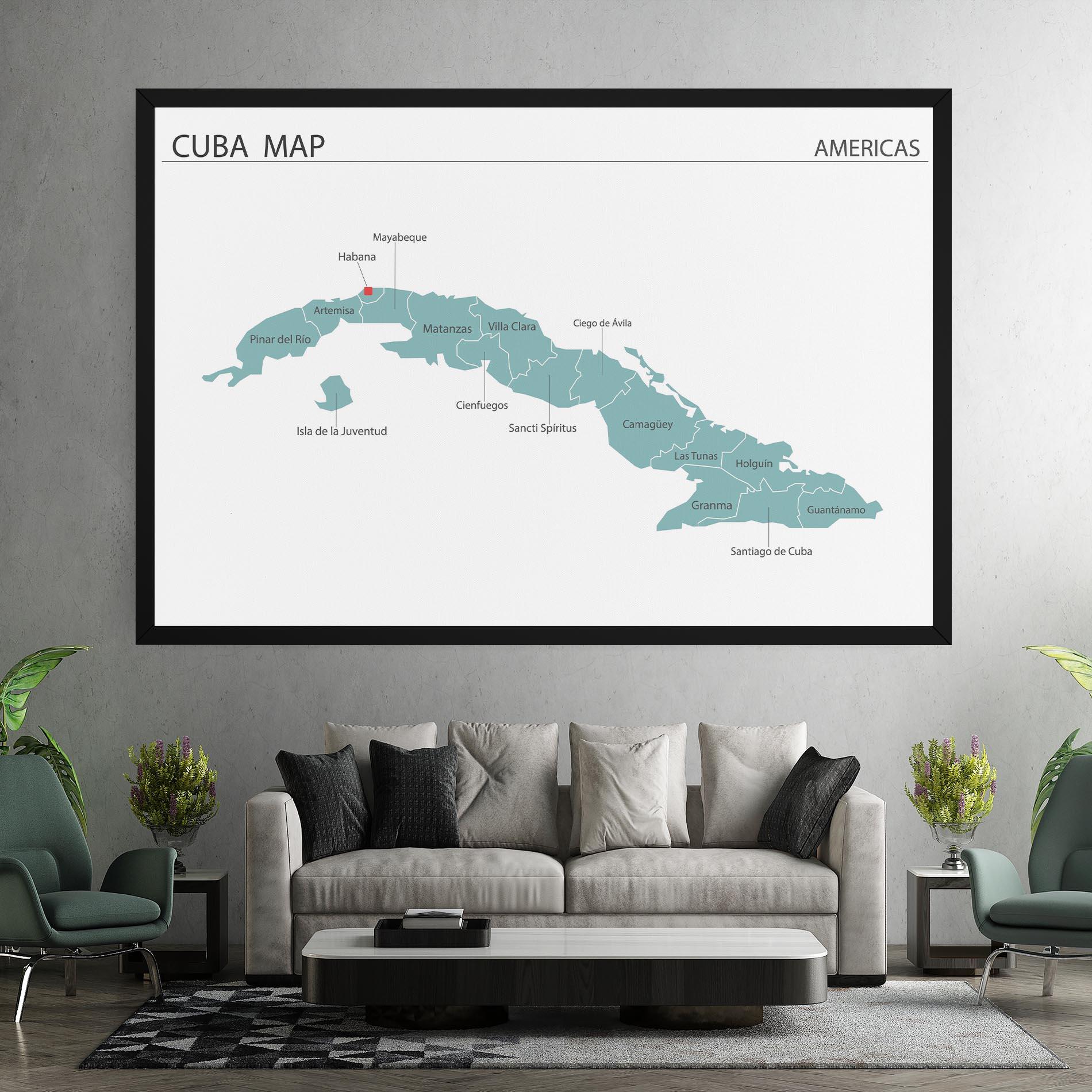 Leinwandbild Cuba Map mockup 7