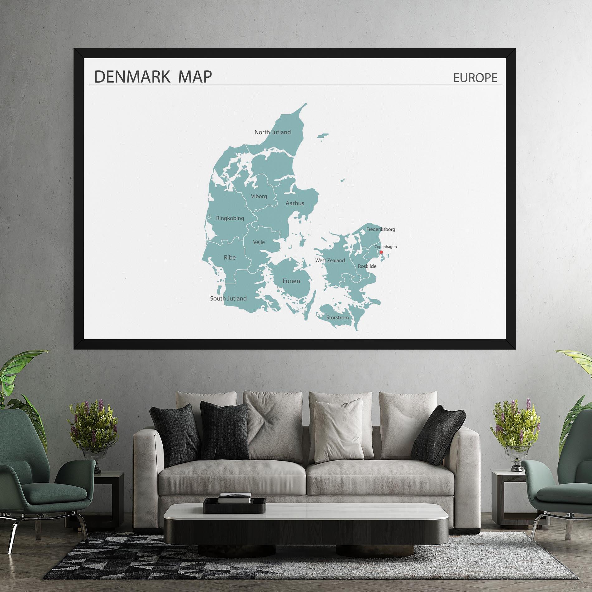 Leinwandbild Denmark Map mockup 7