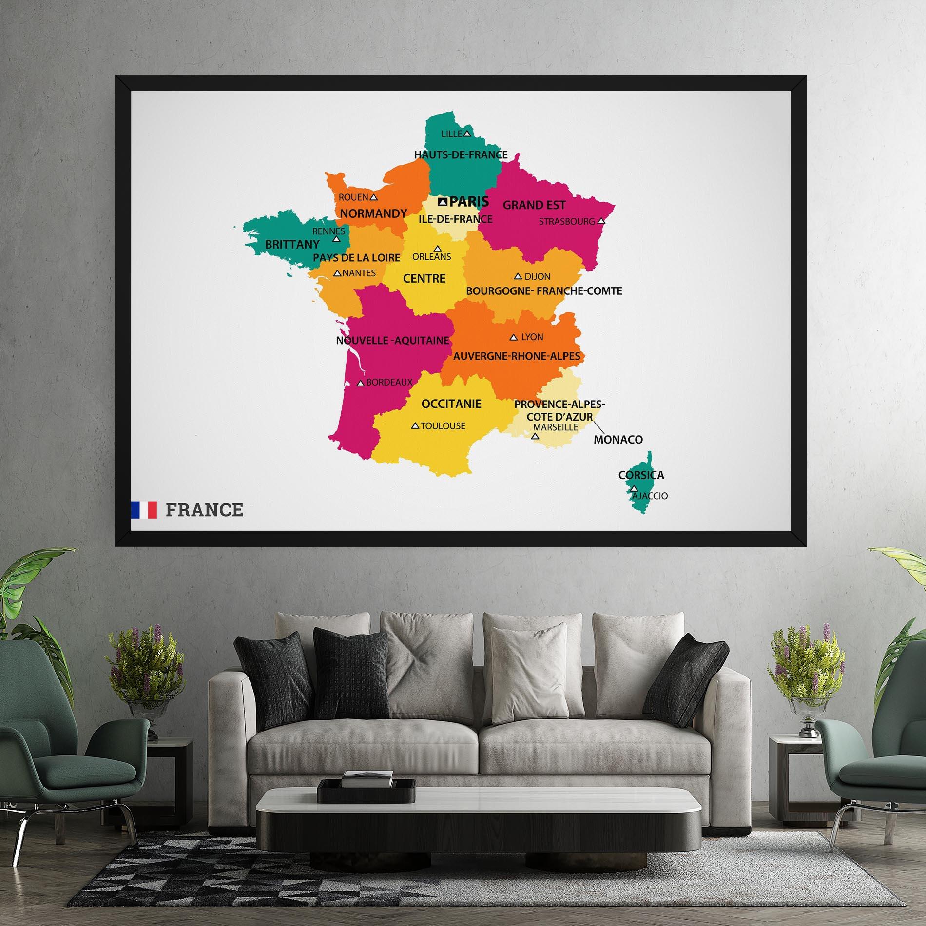 Leinwandbild France Color Map mockup 7