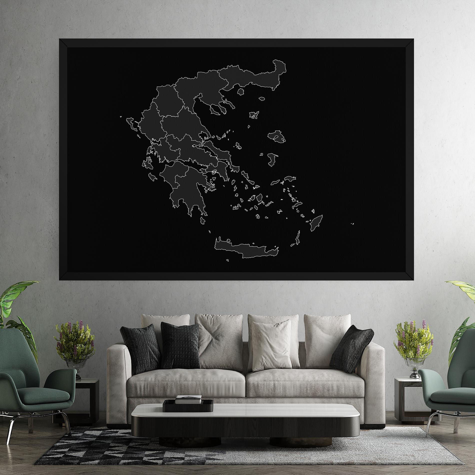 Leinwandbild Greece Grey Map mockup 7