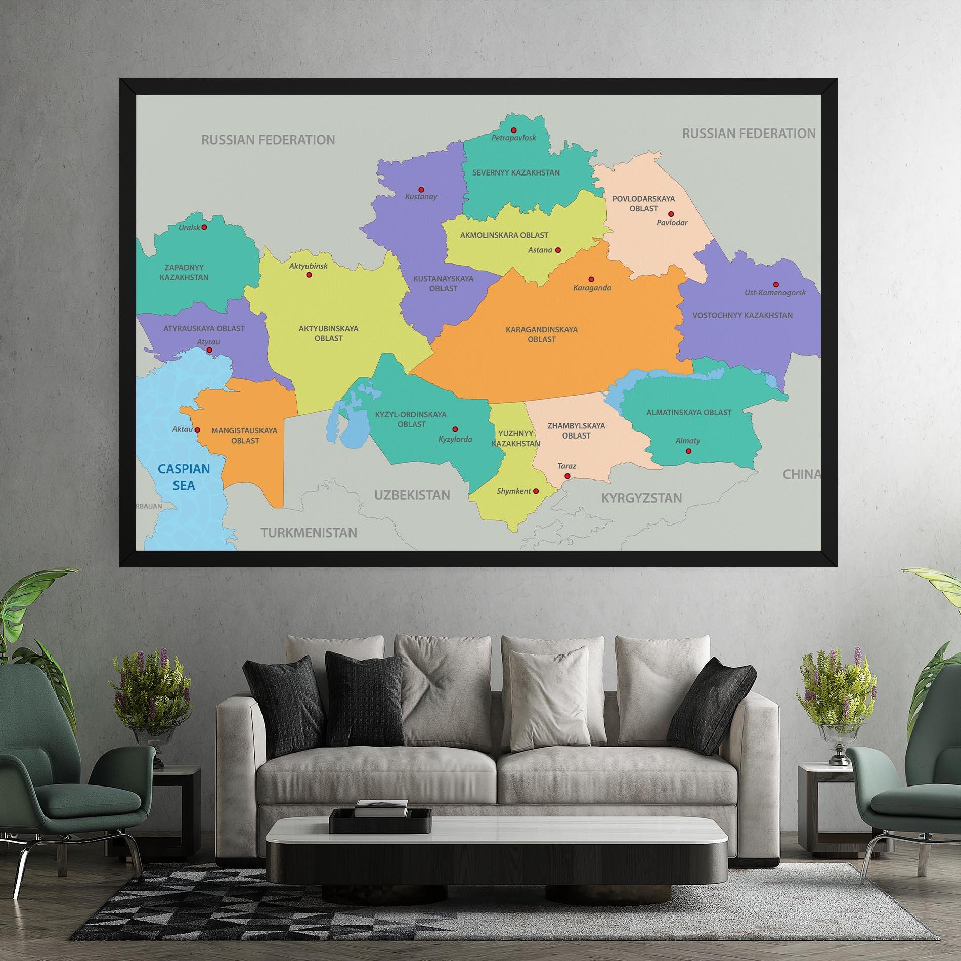 Leinwandbild Kazakhstan Color Map mockup 7