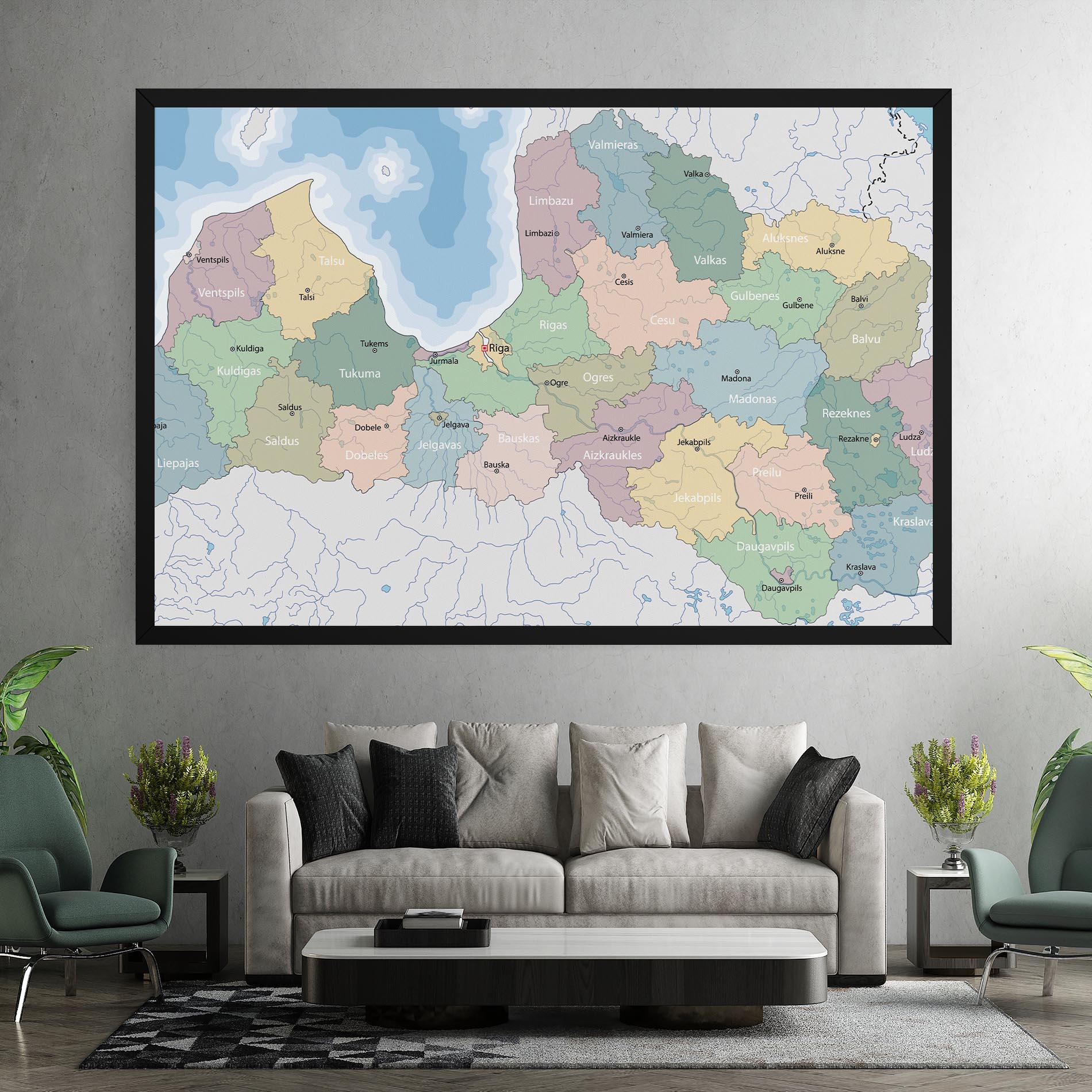 Leinwandbild Latvia Color Map mockup 7