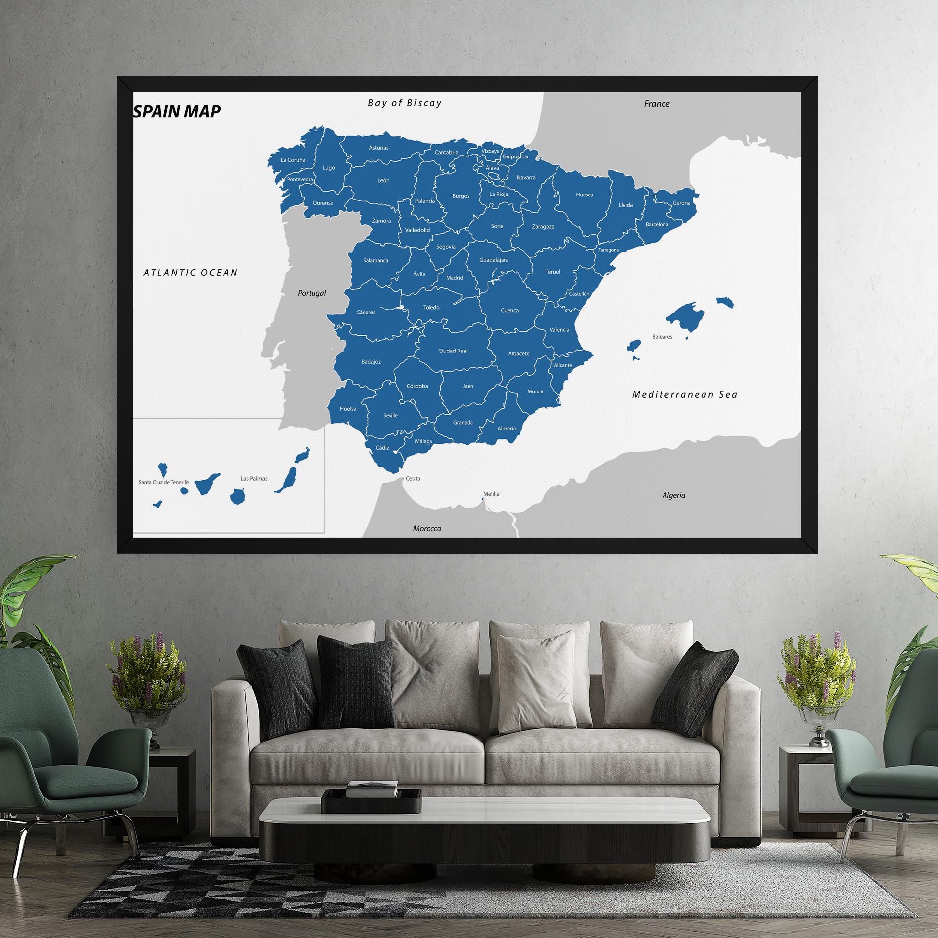 Spain Blue Map mockup 7
