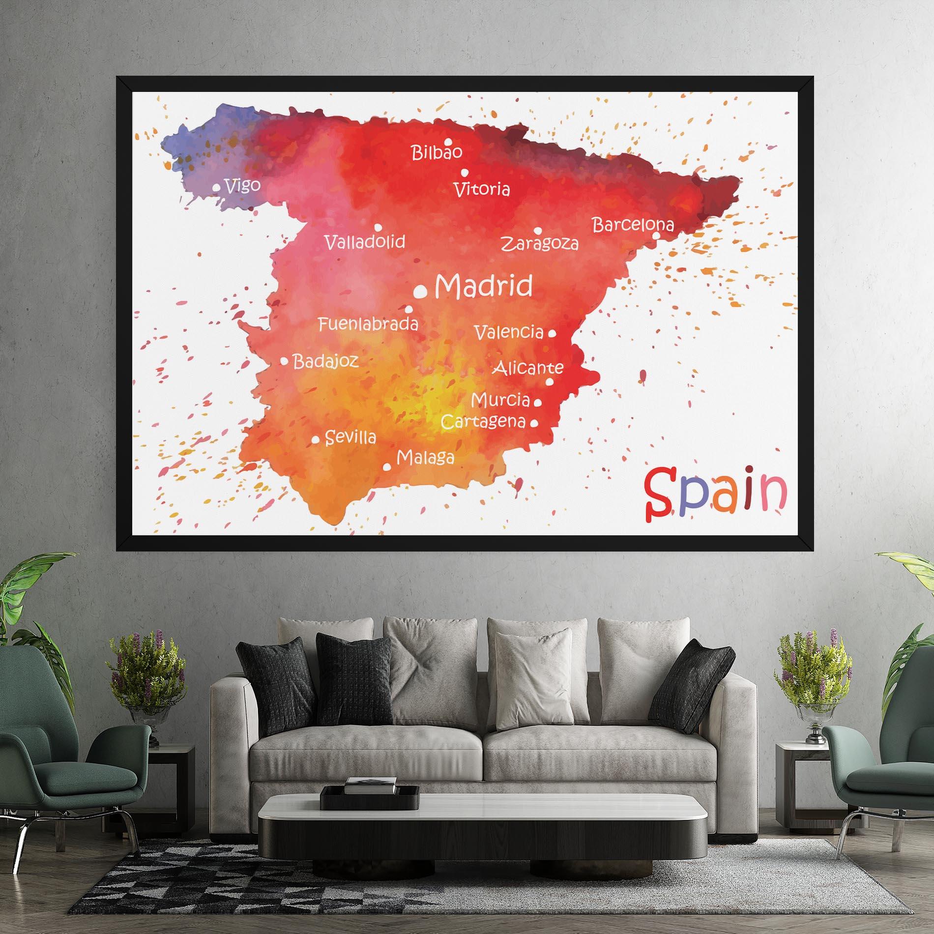 Leinwandbild Spain Map mockup 7