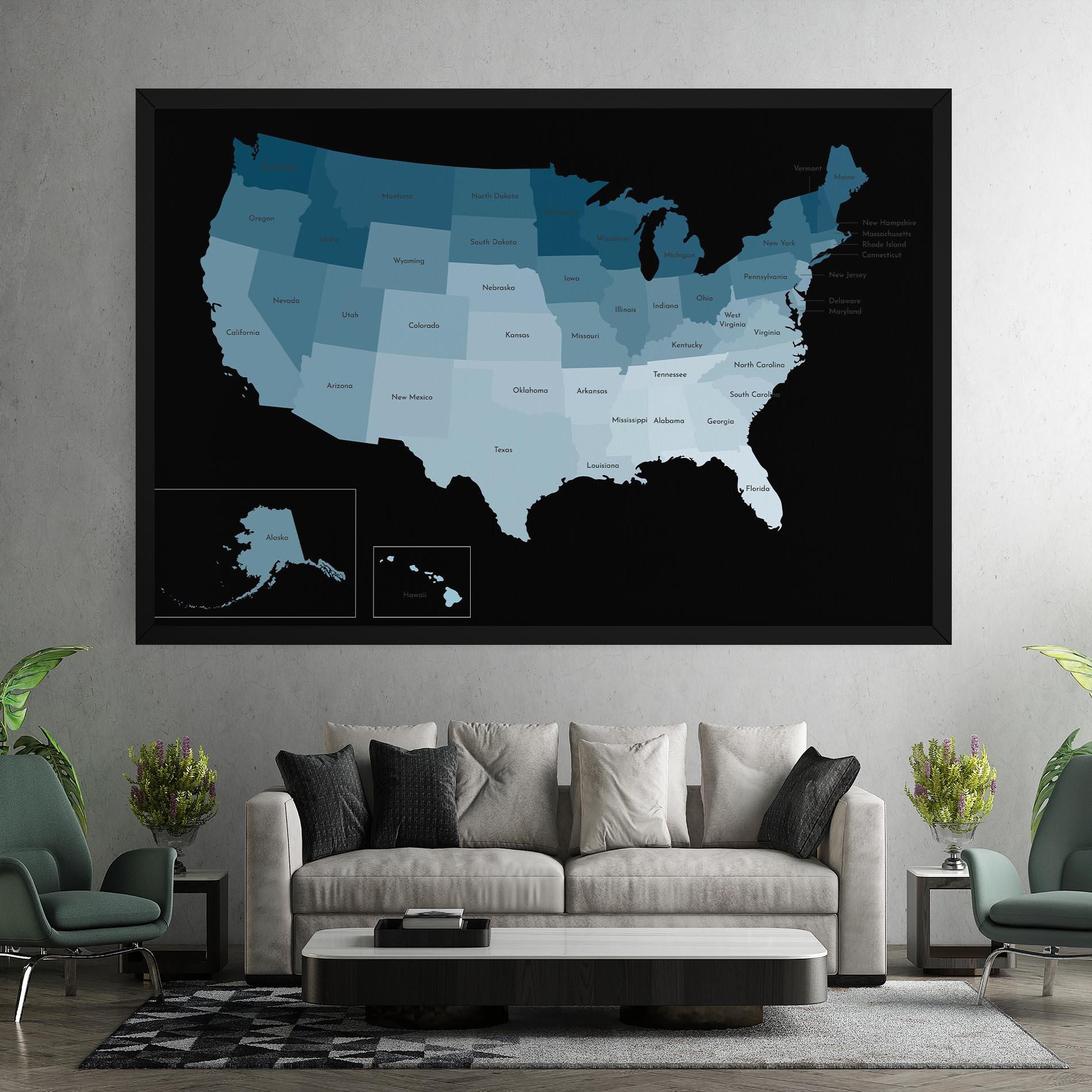 Leinwandbild Sua Blue Map mockup 7