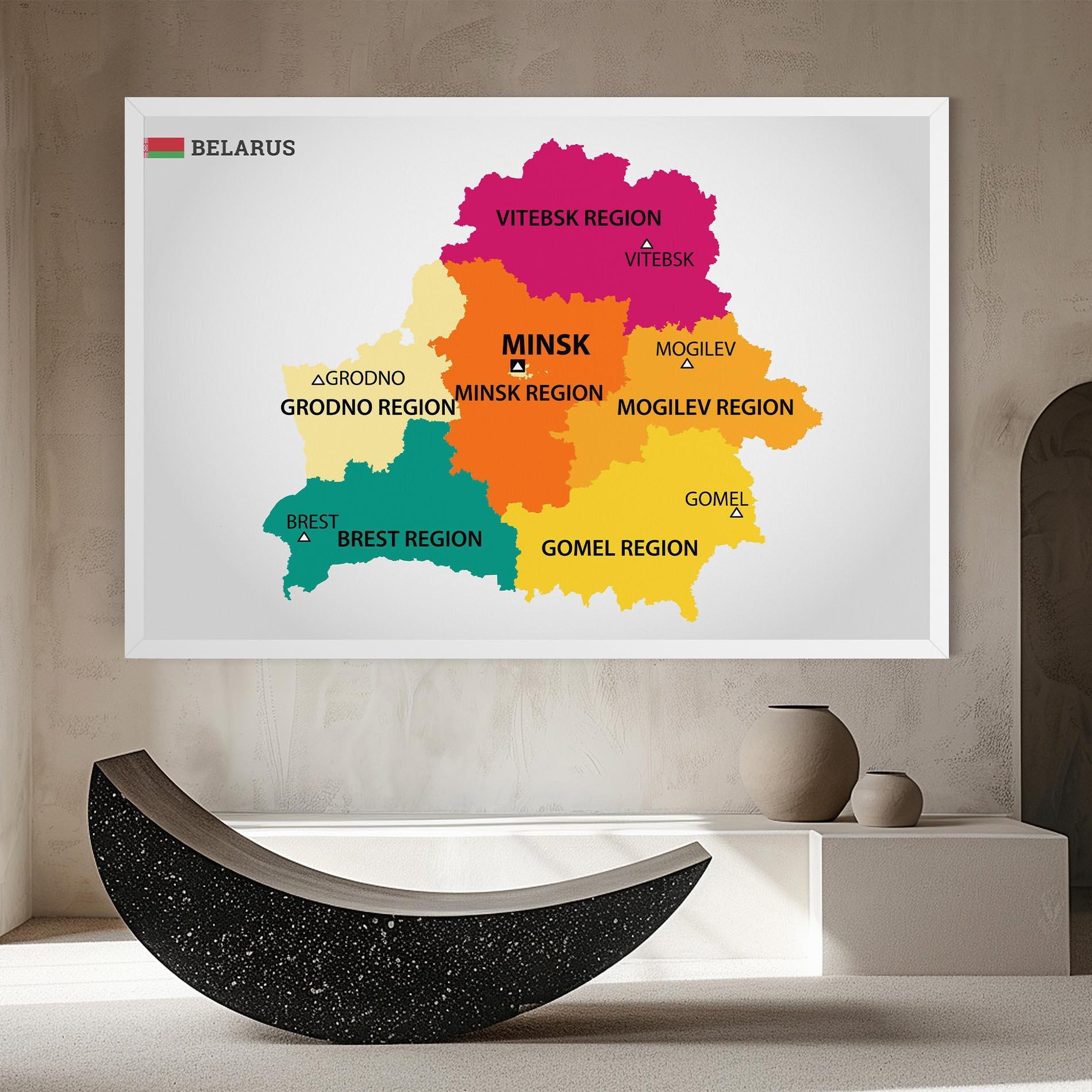 Leinwandbild Belarus Color Map mockup 8