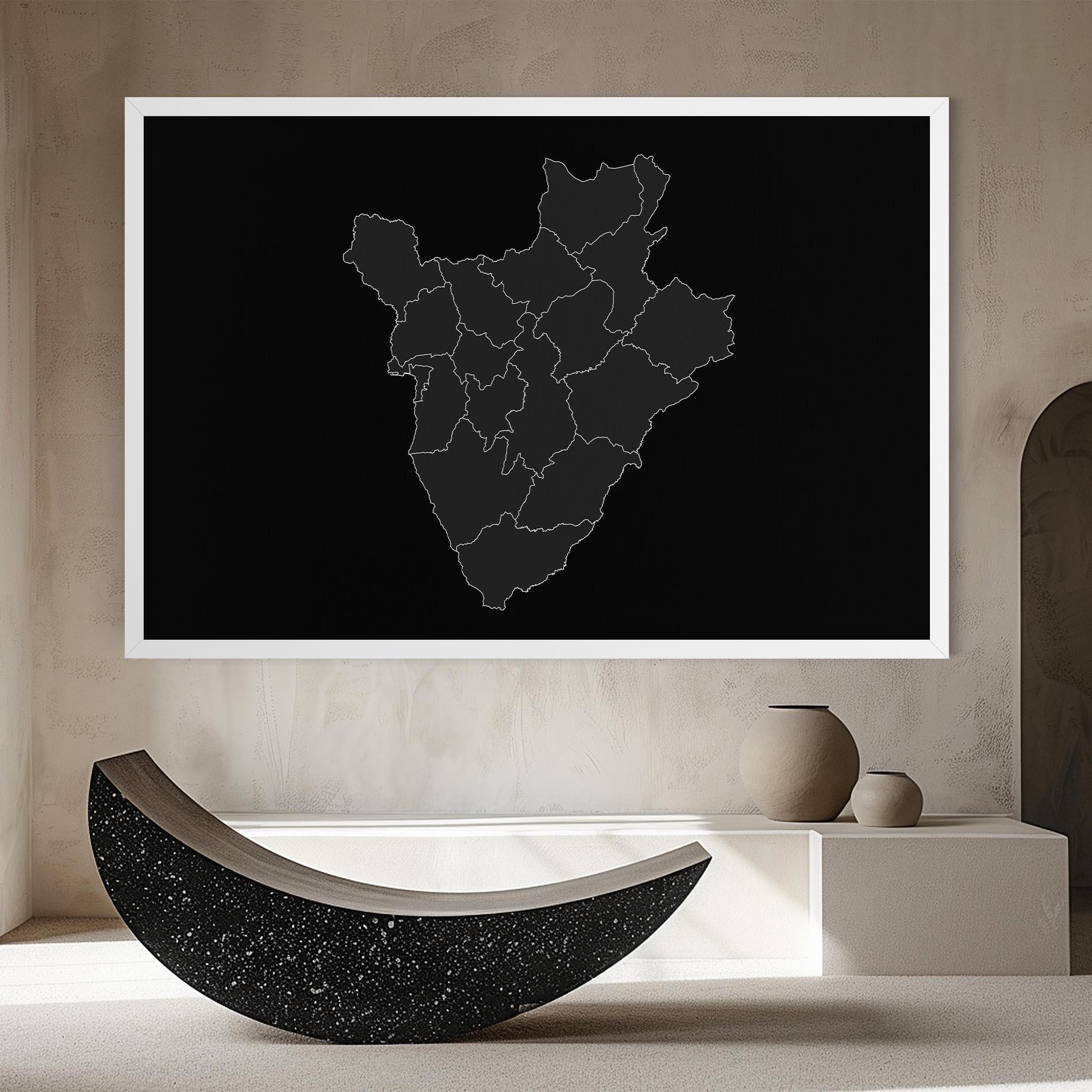 Leinwandbild Burundi Grey Map mockup 8