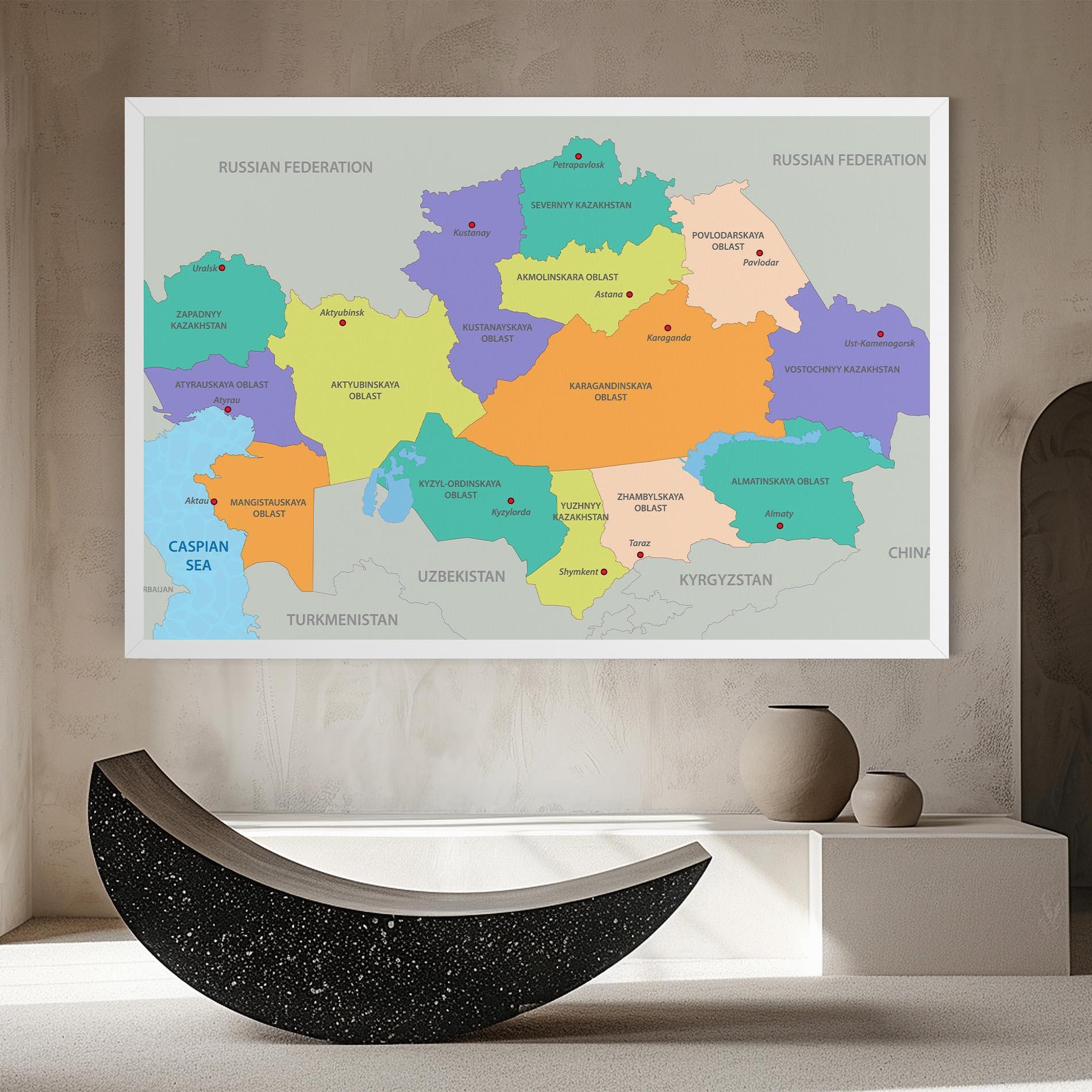 Leinwandbild Kazakhstan Color Map mockup 8