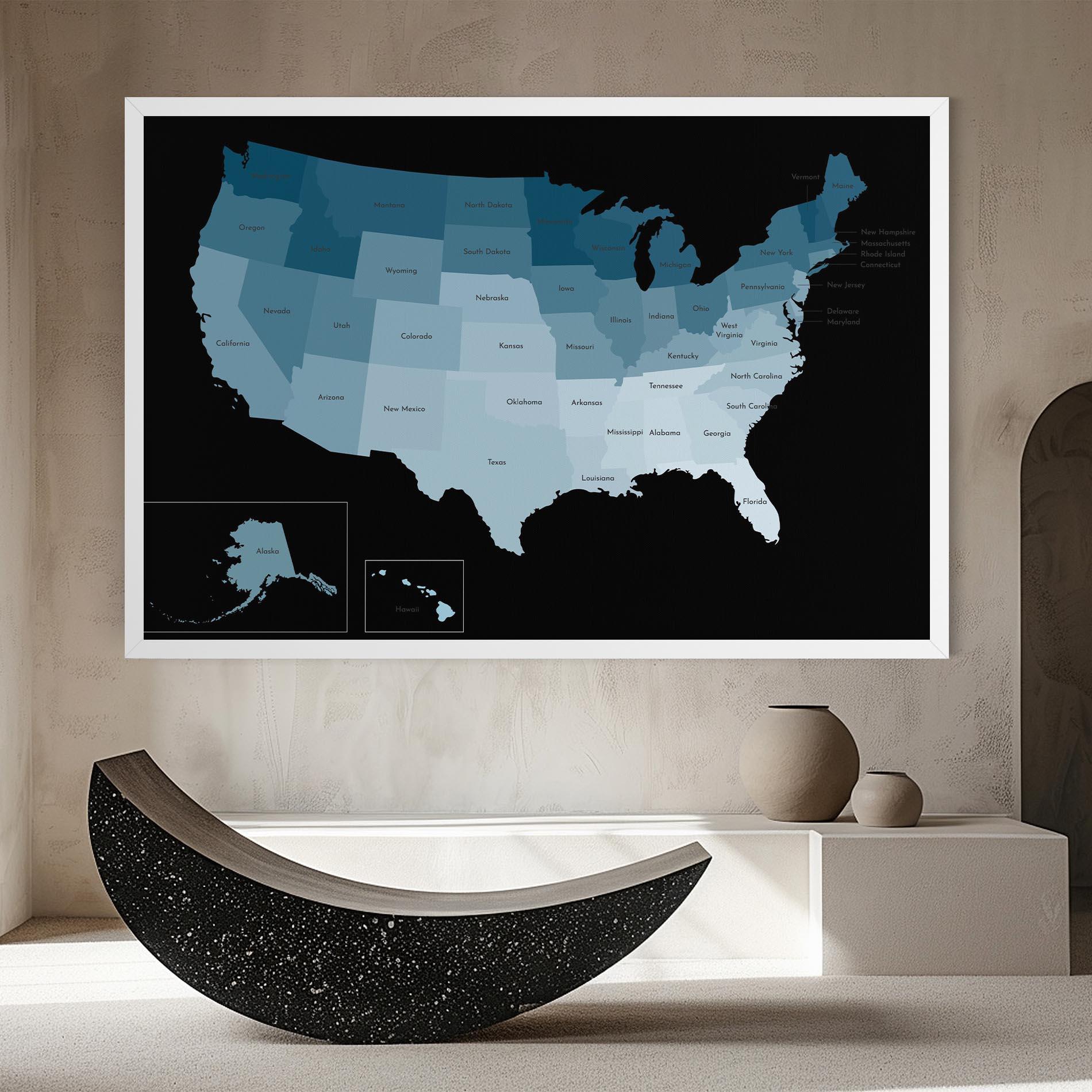 Leinwandbild Sua Blue Map mockup 8