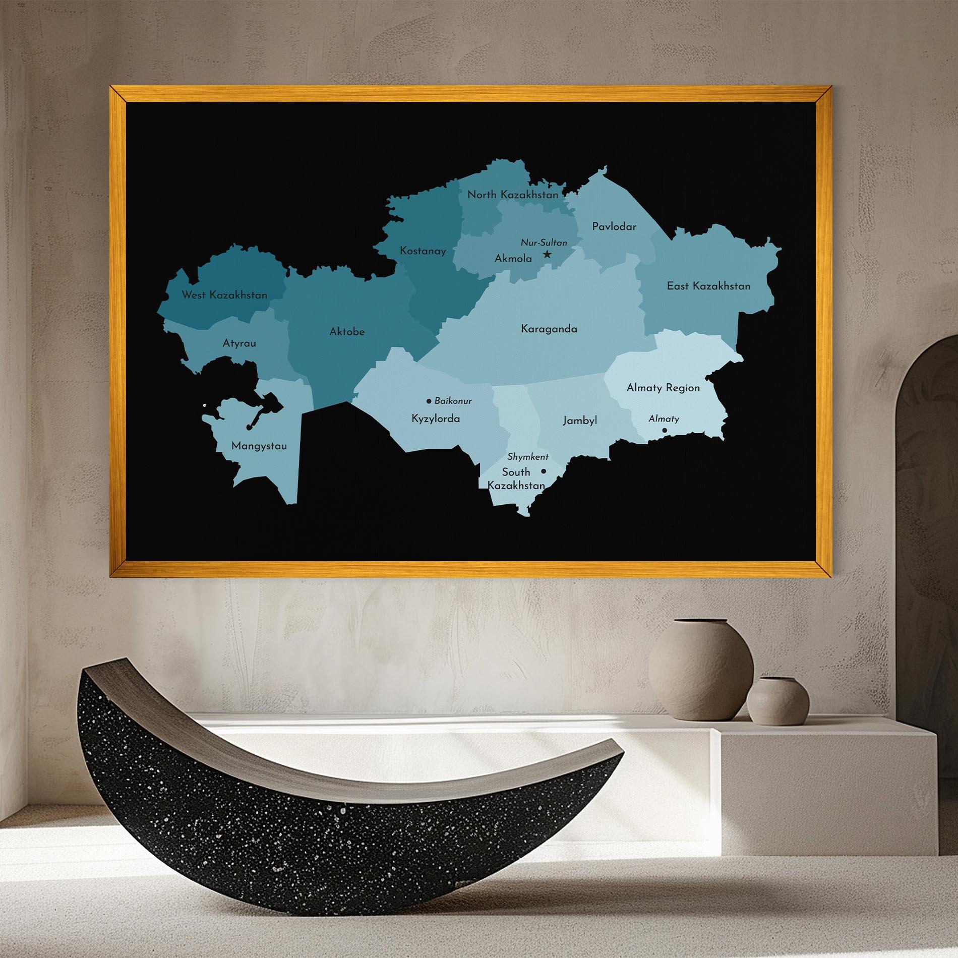 Leinwandbild Kazahstan Blue Map mockup 8