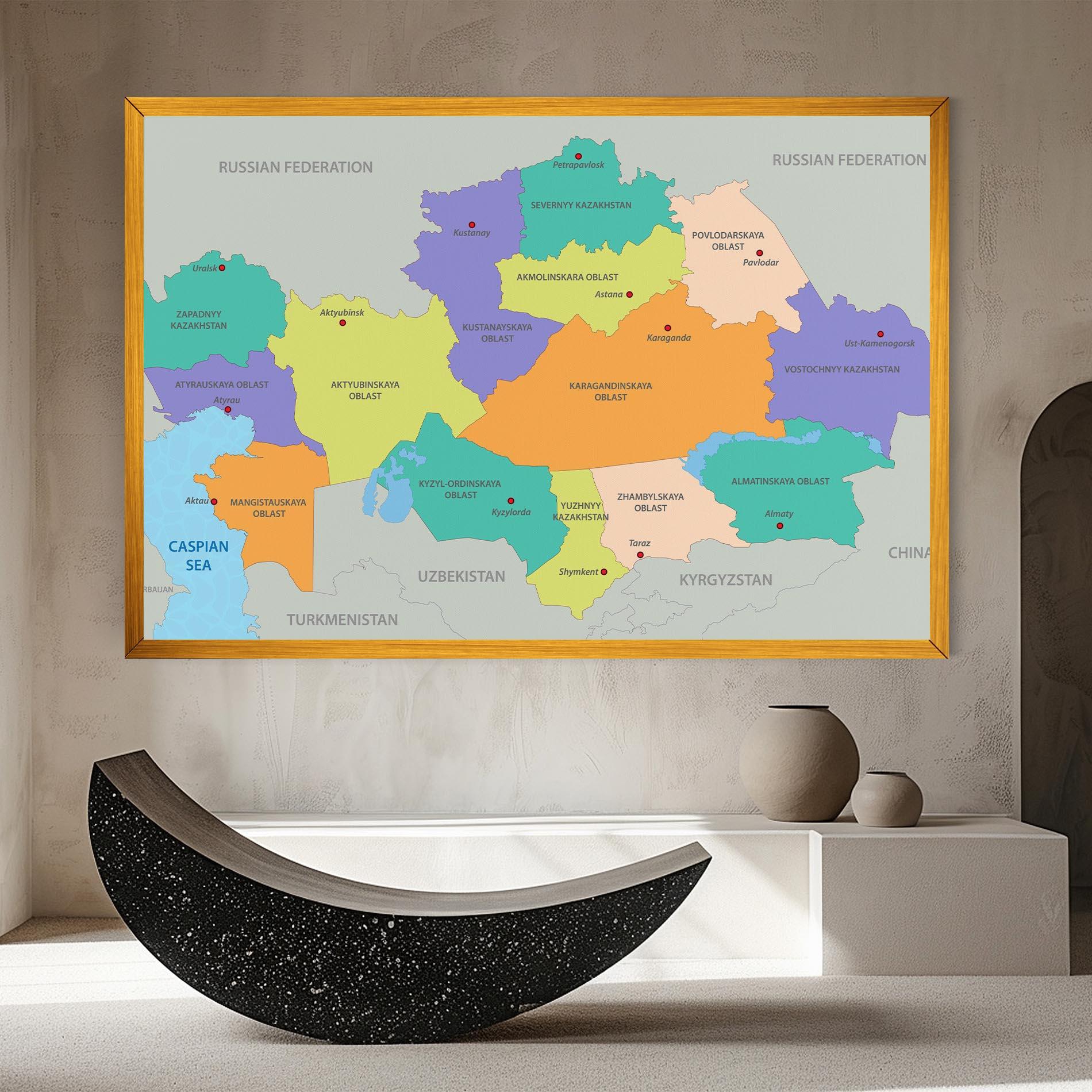 Leinwandbild Kazakhstan Color Map mockup 8