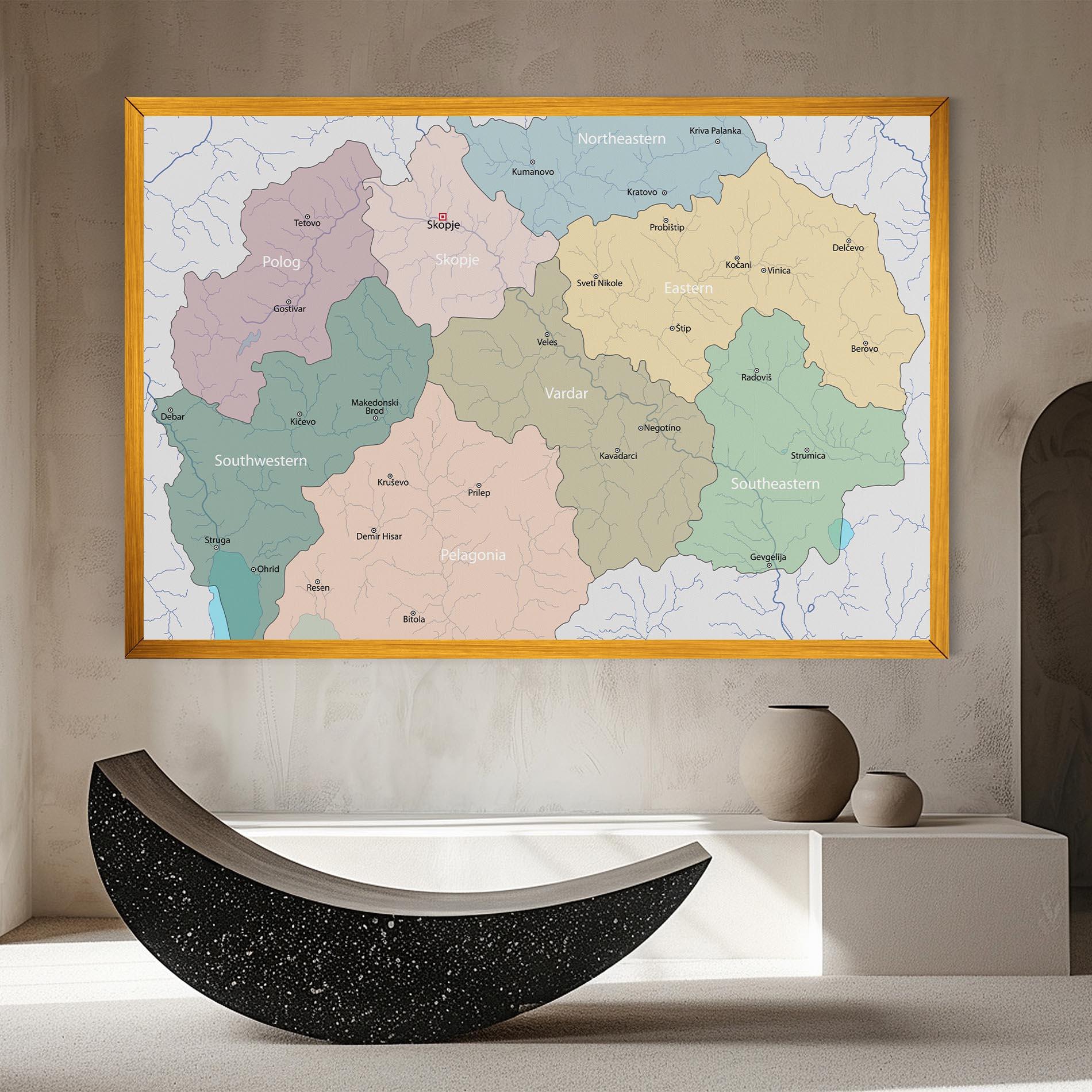Leinwandbild North Macedonia Map mockup 8
