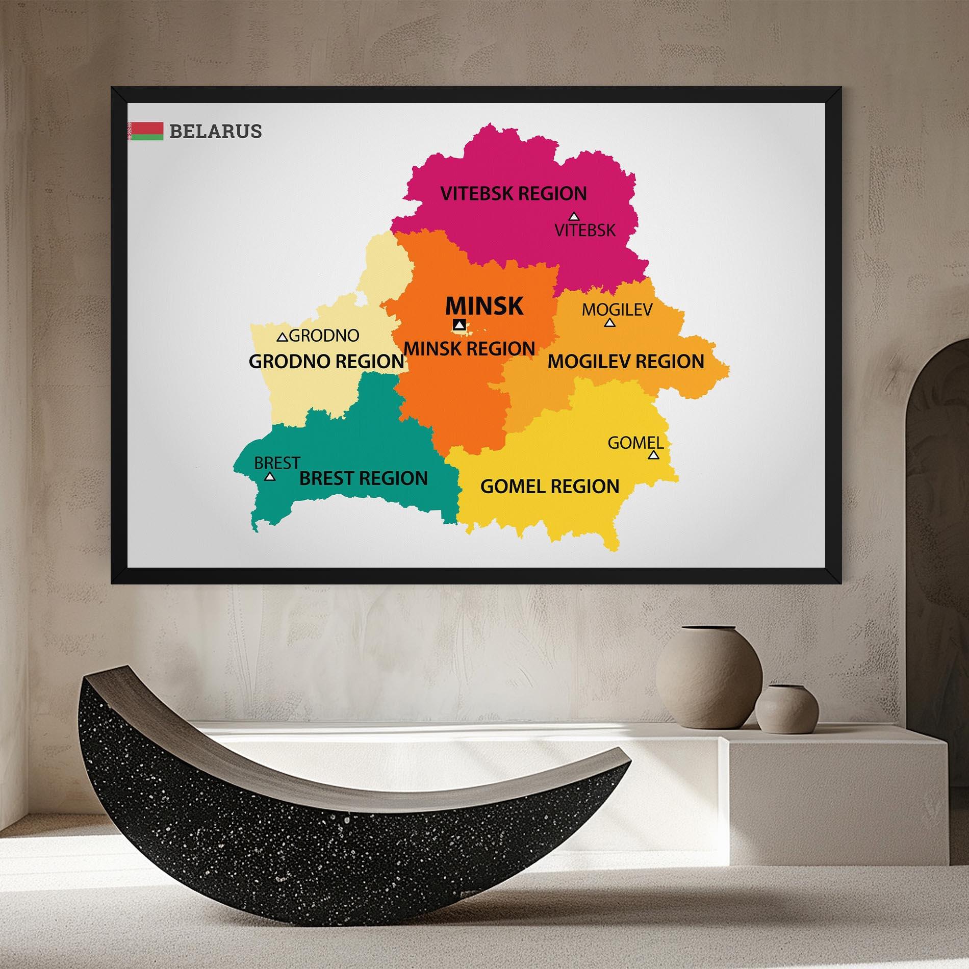 Leinwandbild Belarus Color Map mockup 8