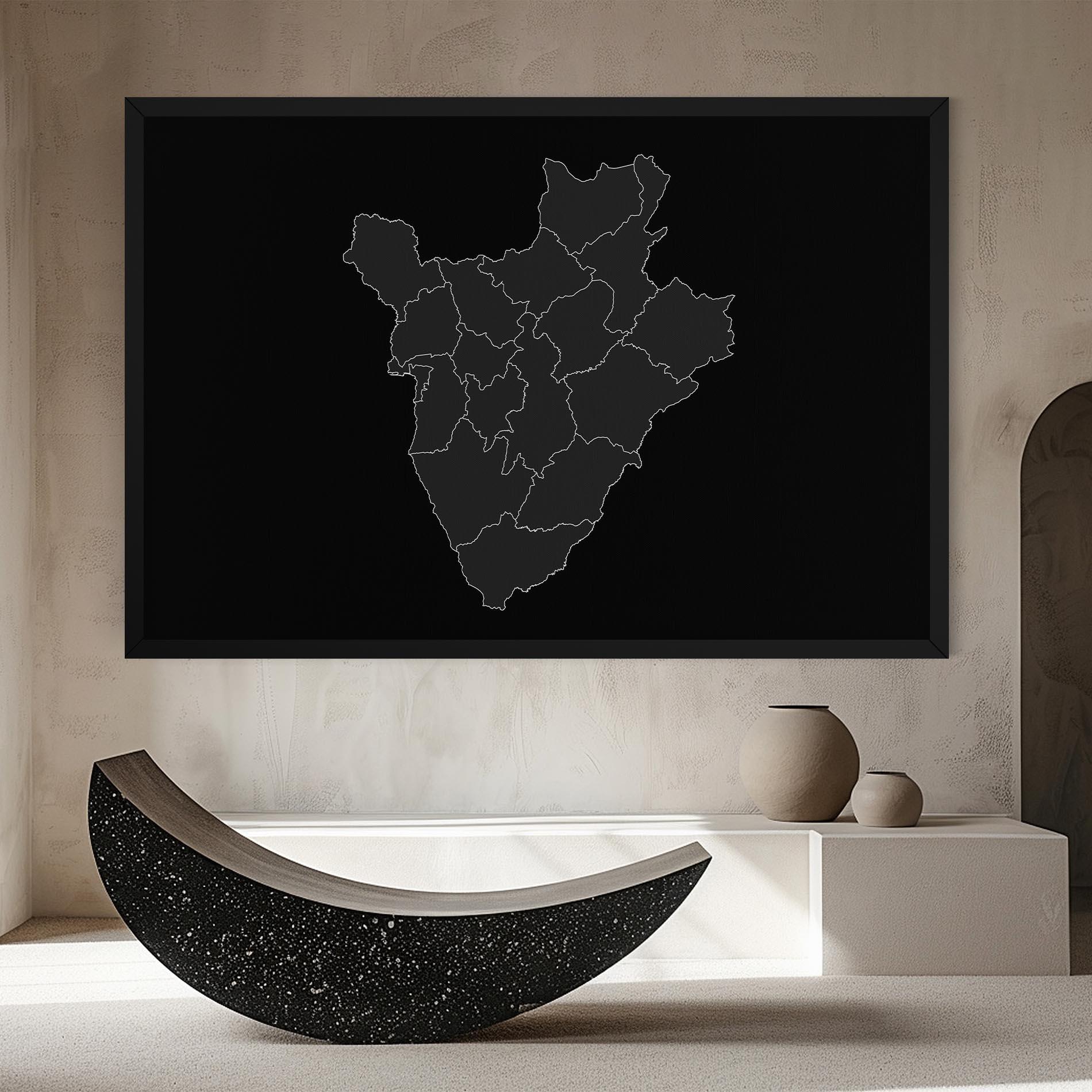 Leinwandbild Burundi Grey Map mockup 8