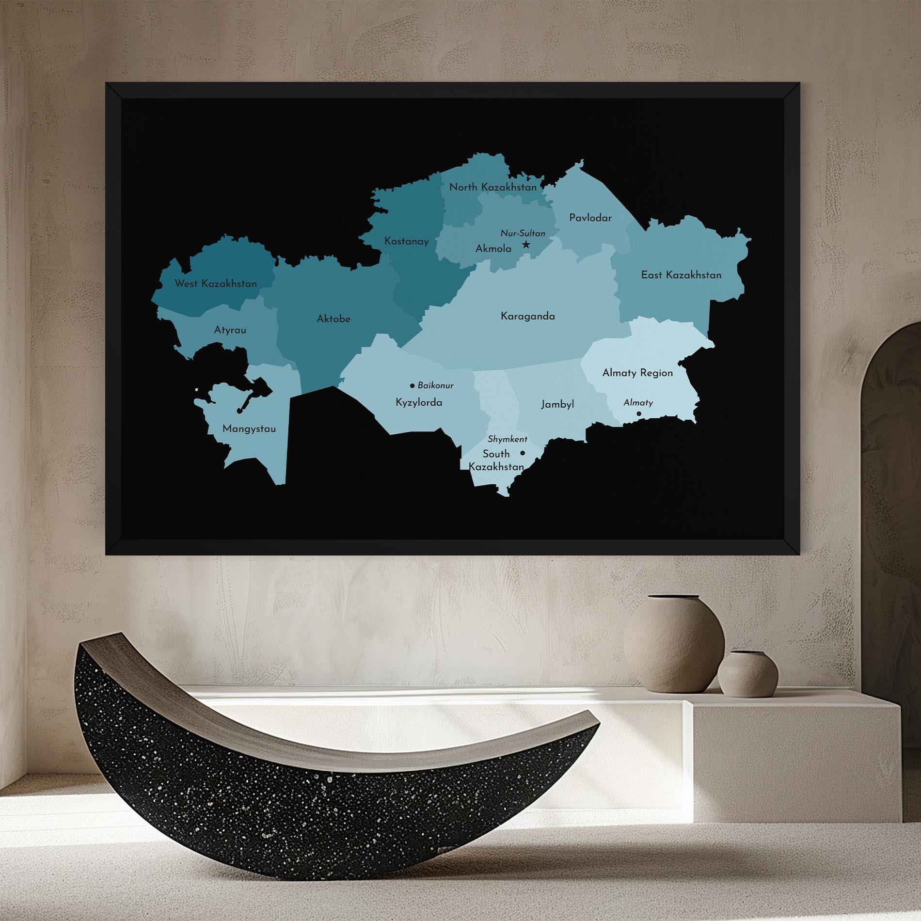 Leinwandbild Kazahstan Blue Map mockup 8