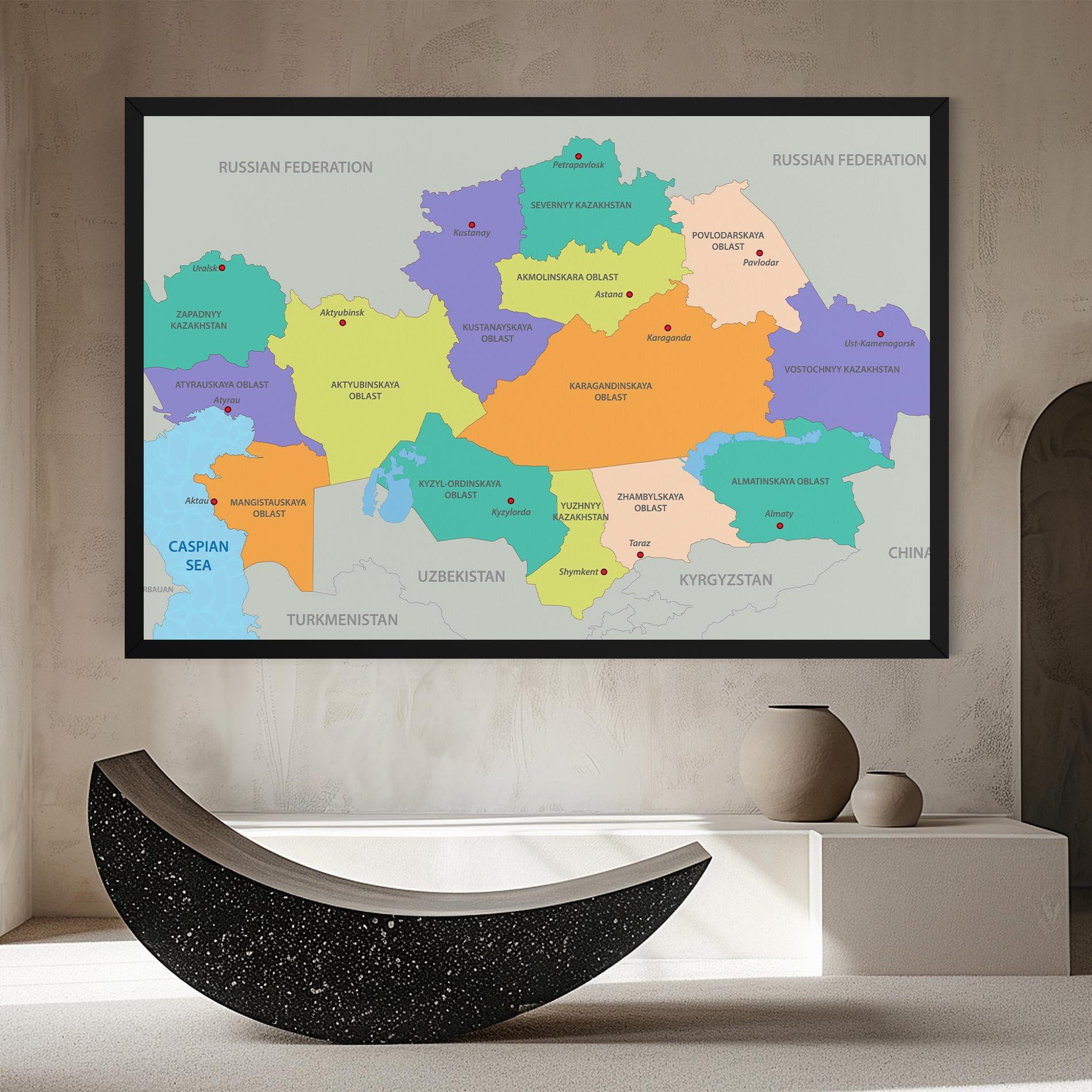 Leinwandbild Kazakhstan Color Map mockup 8