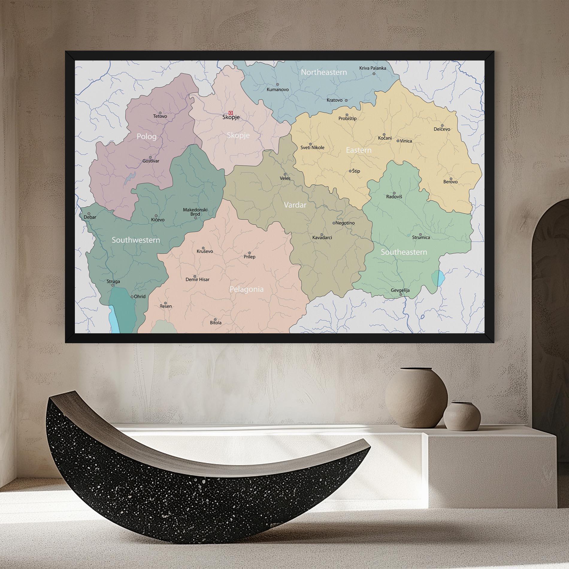 Leinwandbild North Macedonia Map mockup 8