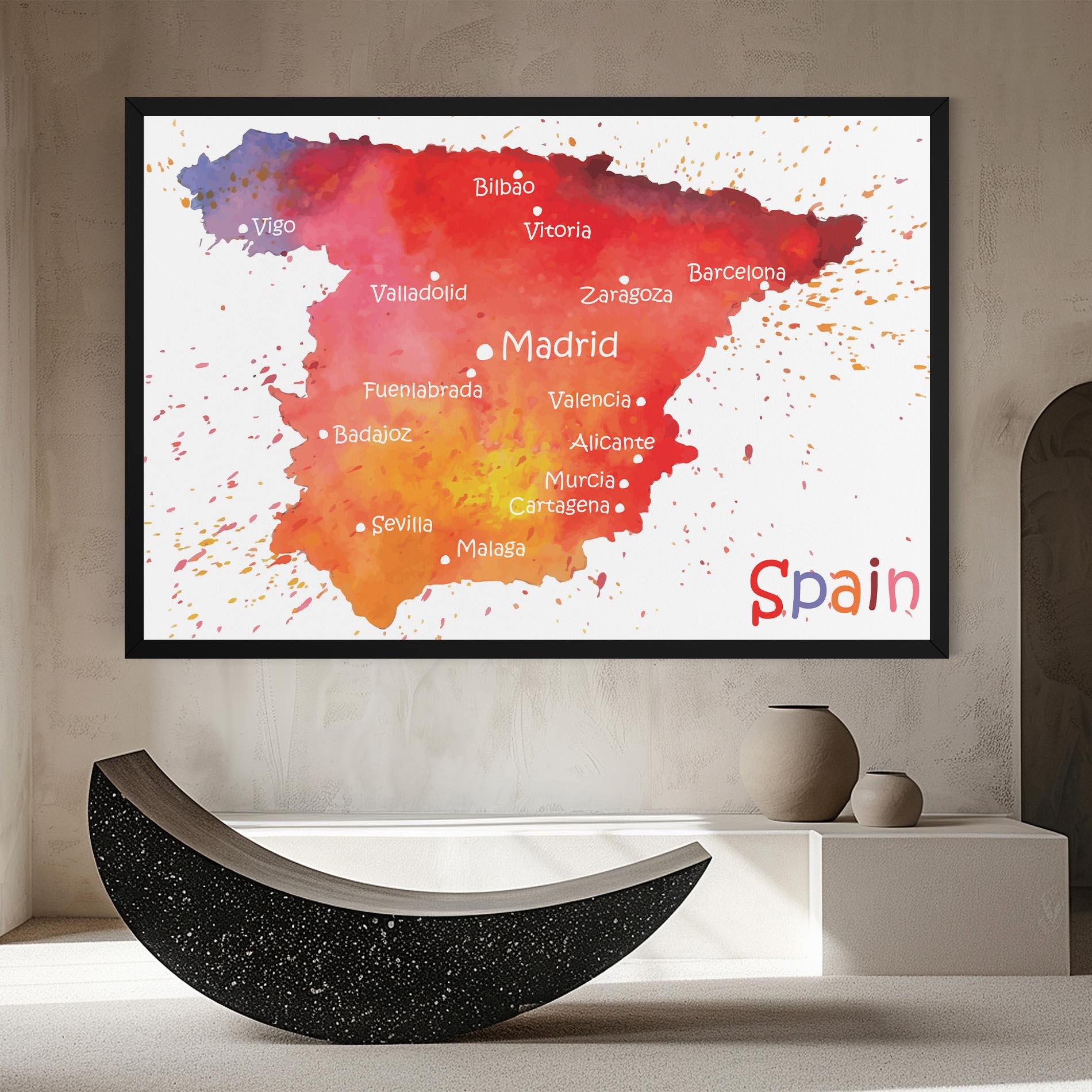 Leinwandbild Spain Map mockup 8