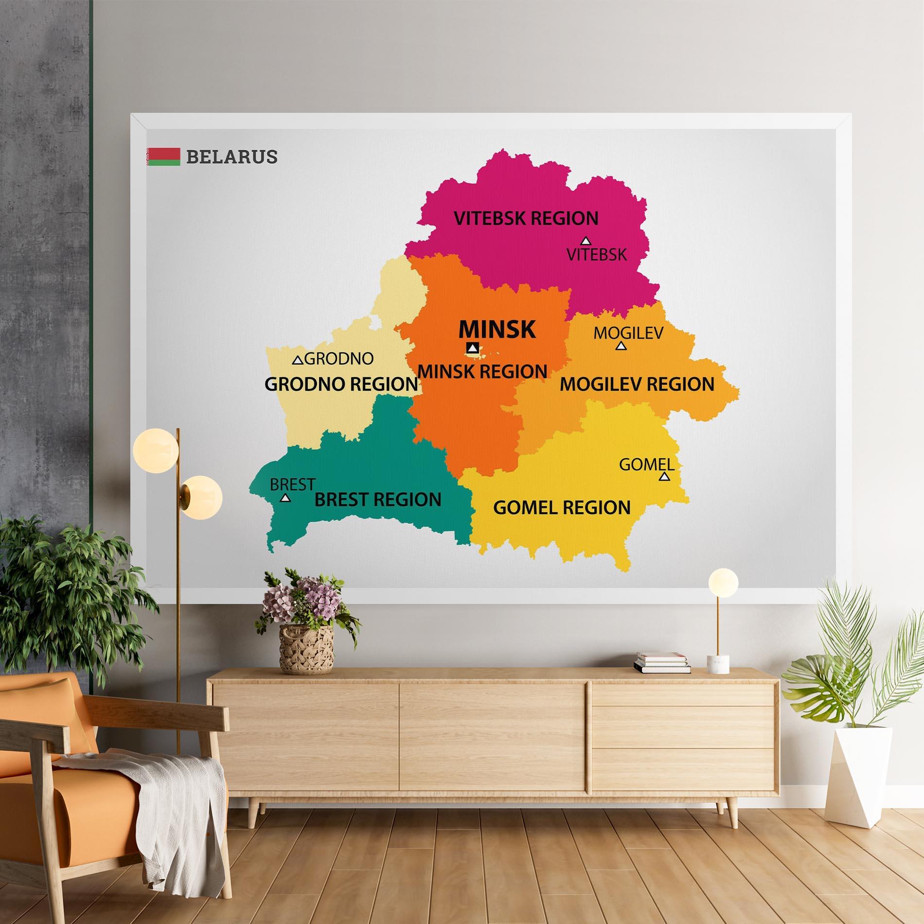Leinwandbild Belarus Color Map mockup 9