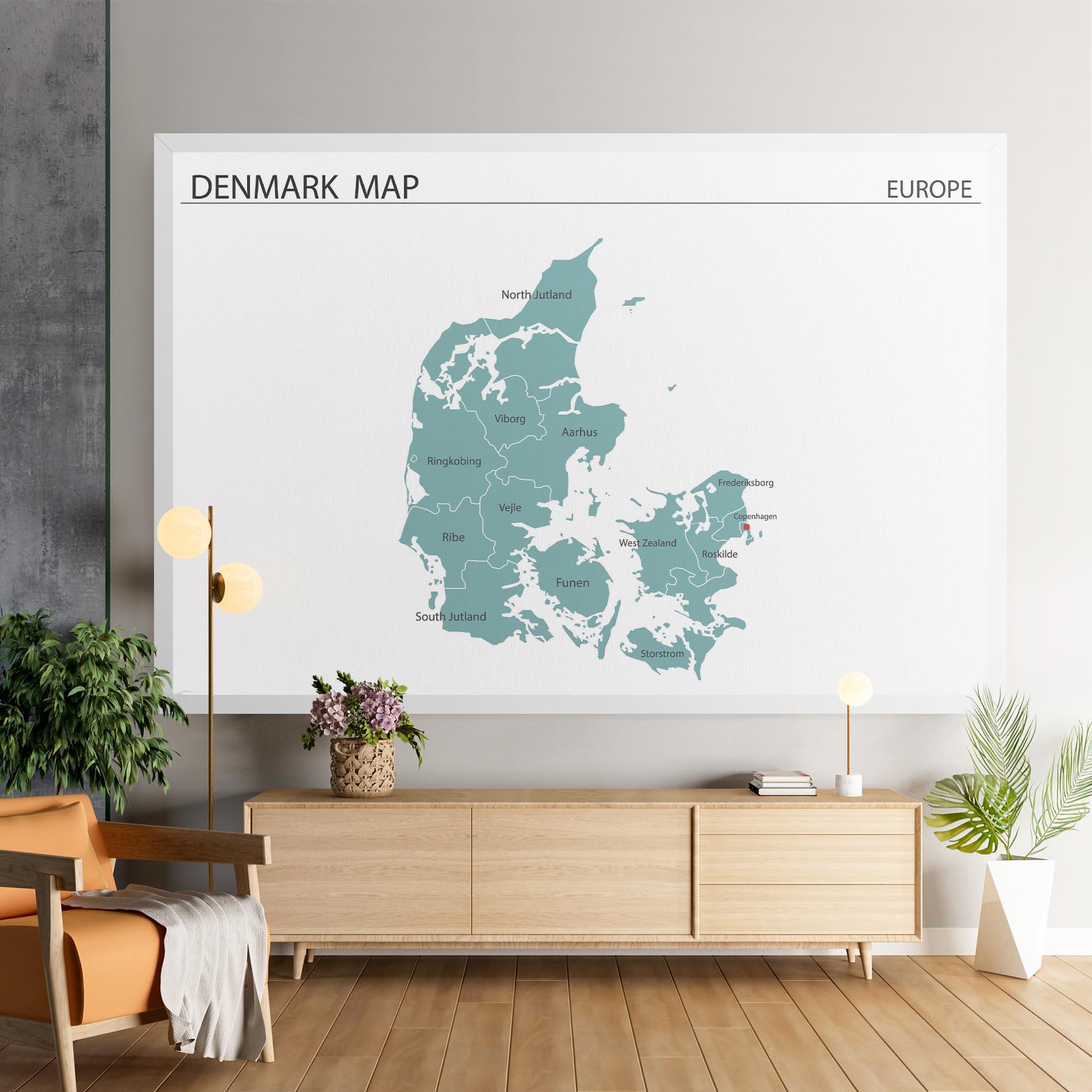Leinwandbild Denmark Map mockup 9