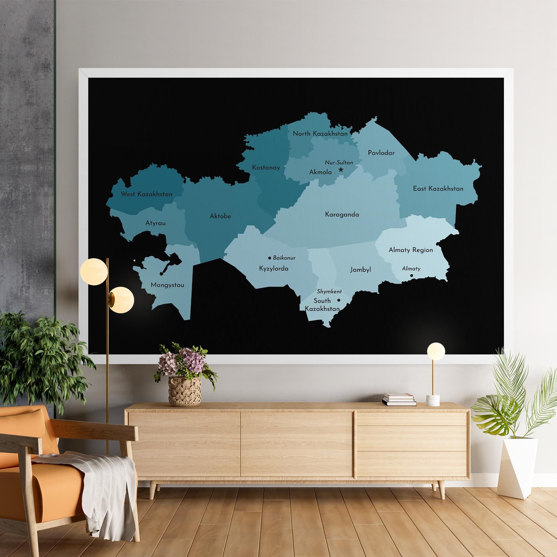 Kazahstan Blue Map mockup 9