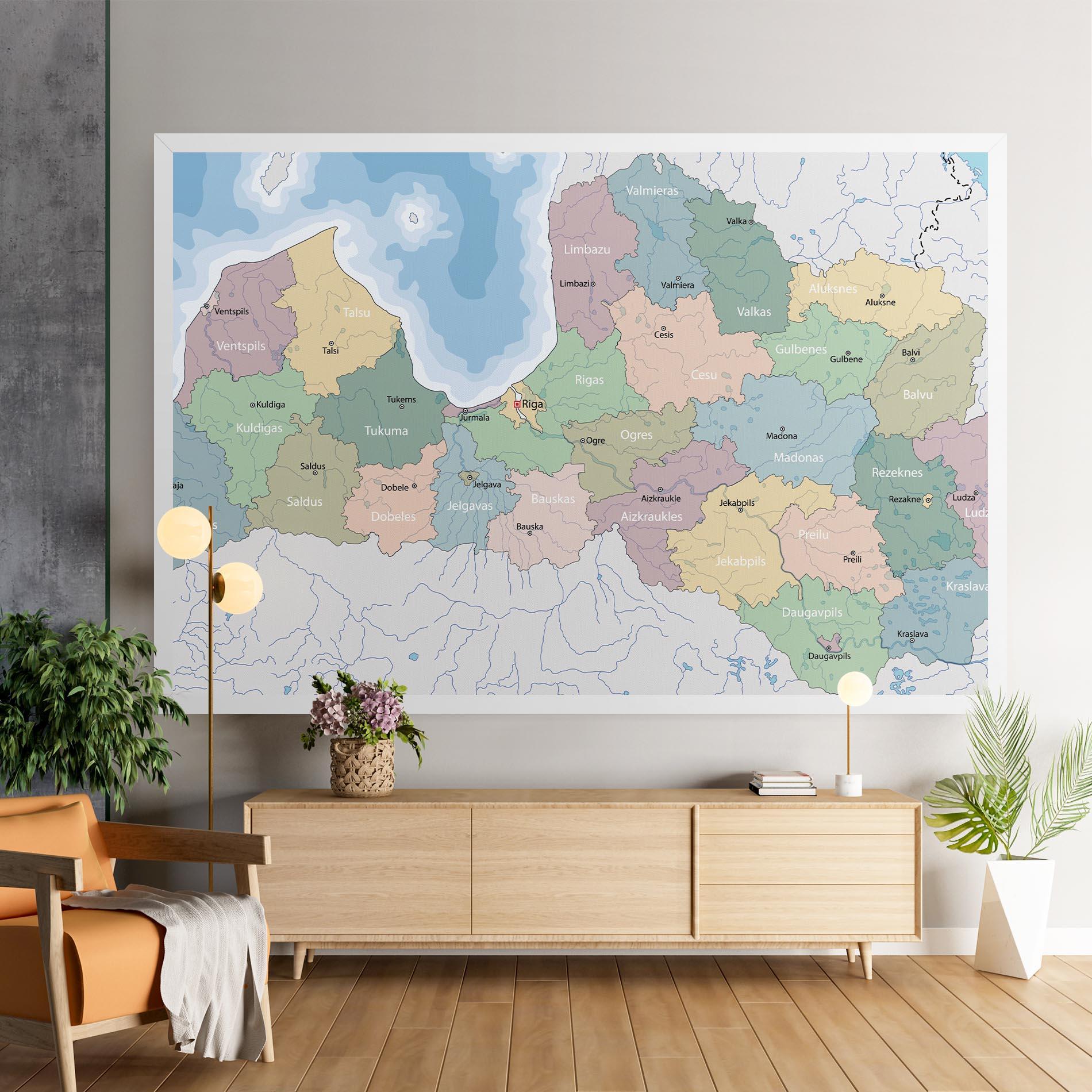 Leinwandbild Latvia Color Map mockup 9