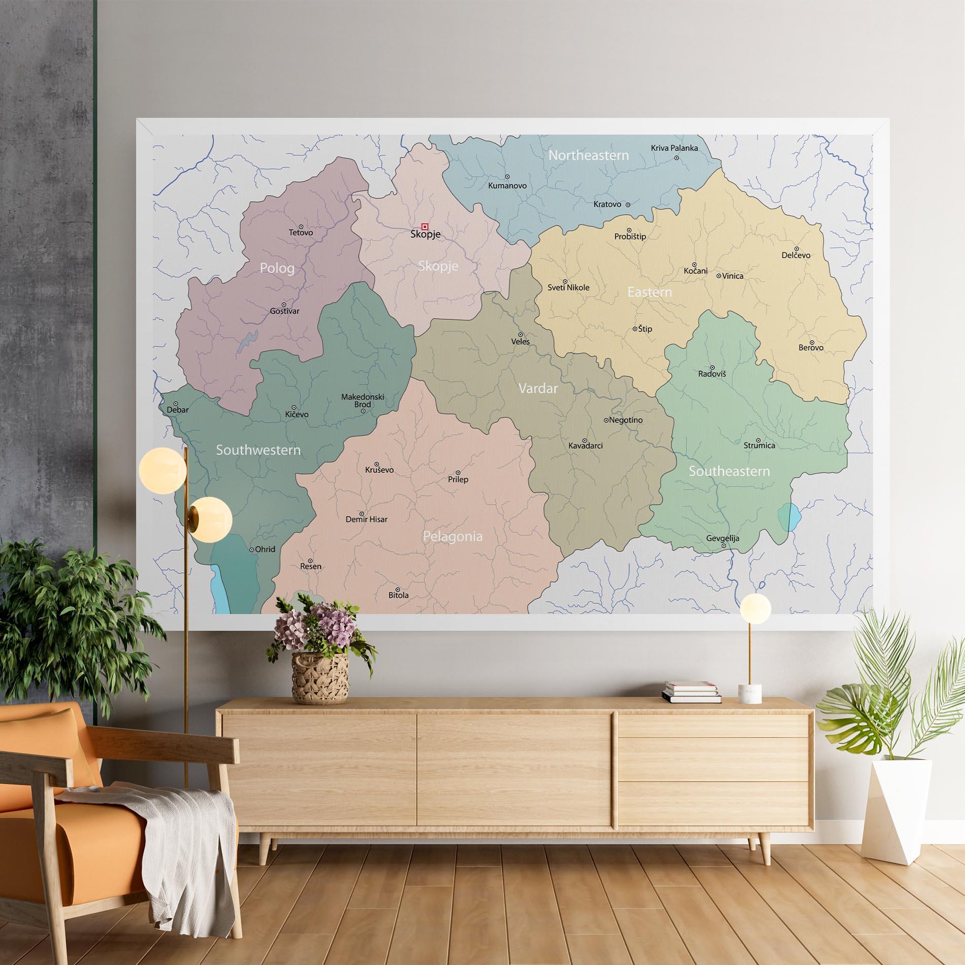 Leinwandbild North Macedonia Map mockup 9
