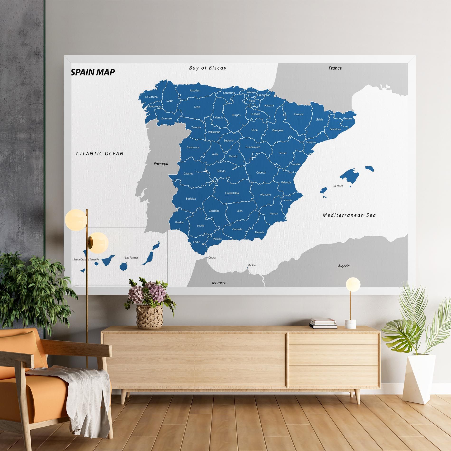 Spain Blue Map mockup 9