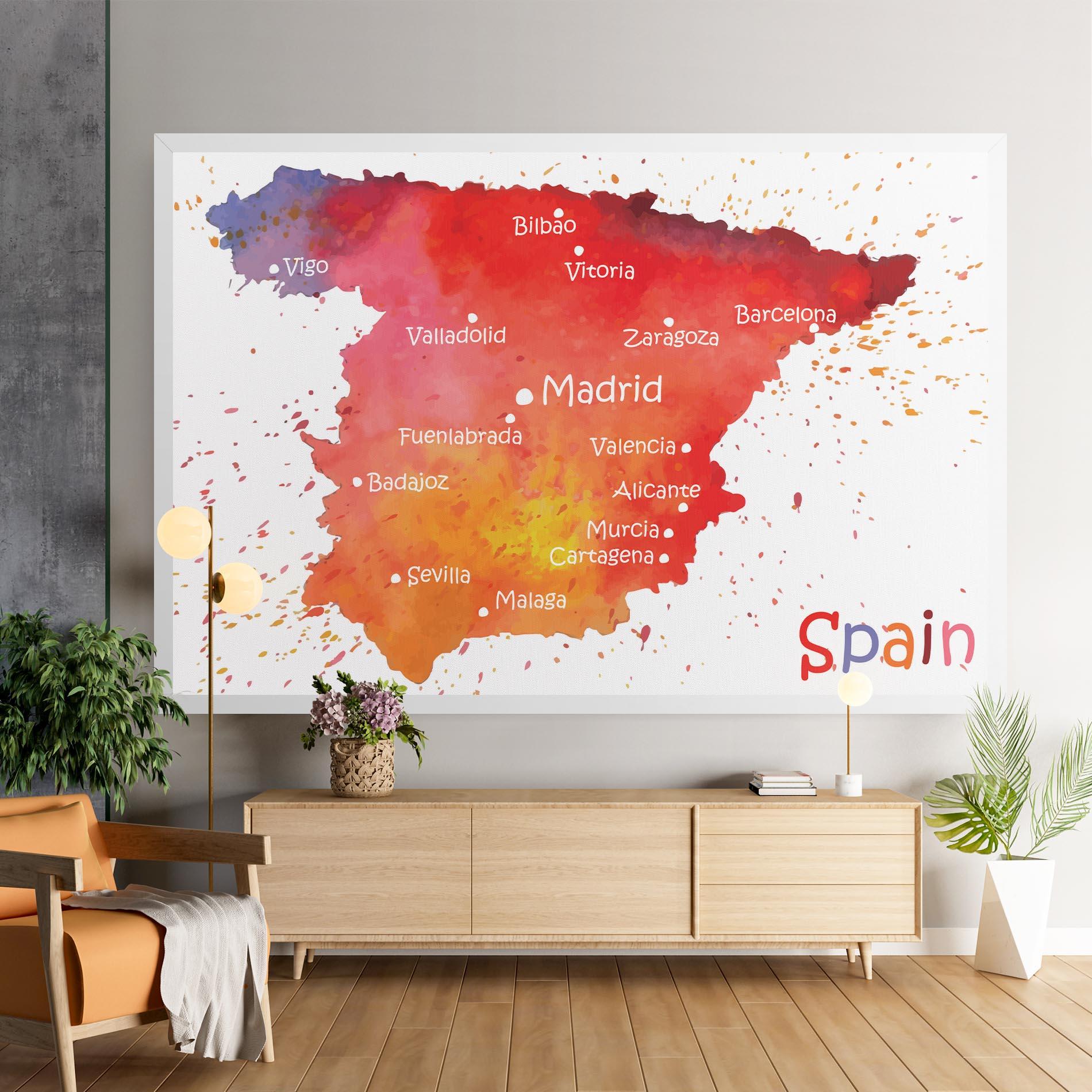 Leinwandbild Spain Map mockup 9