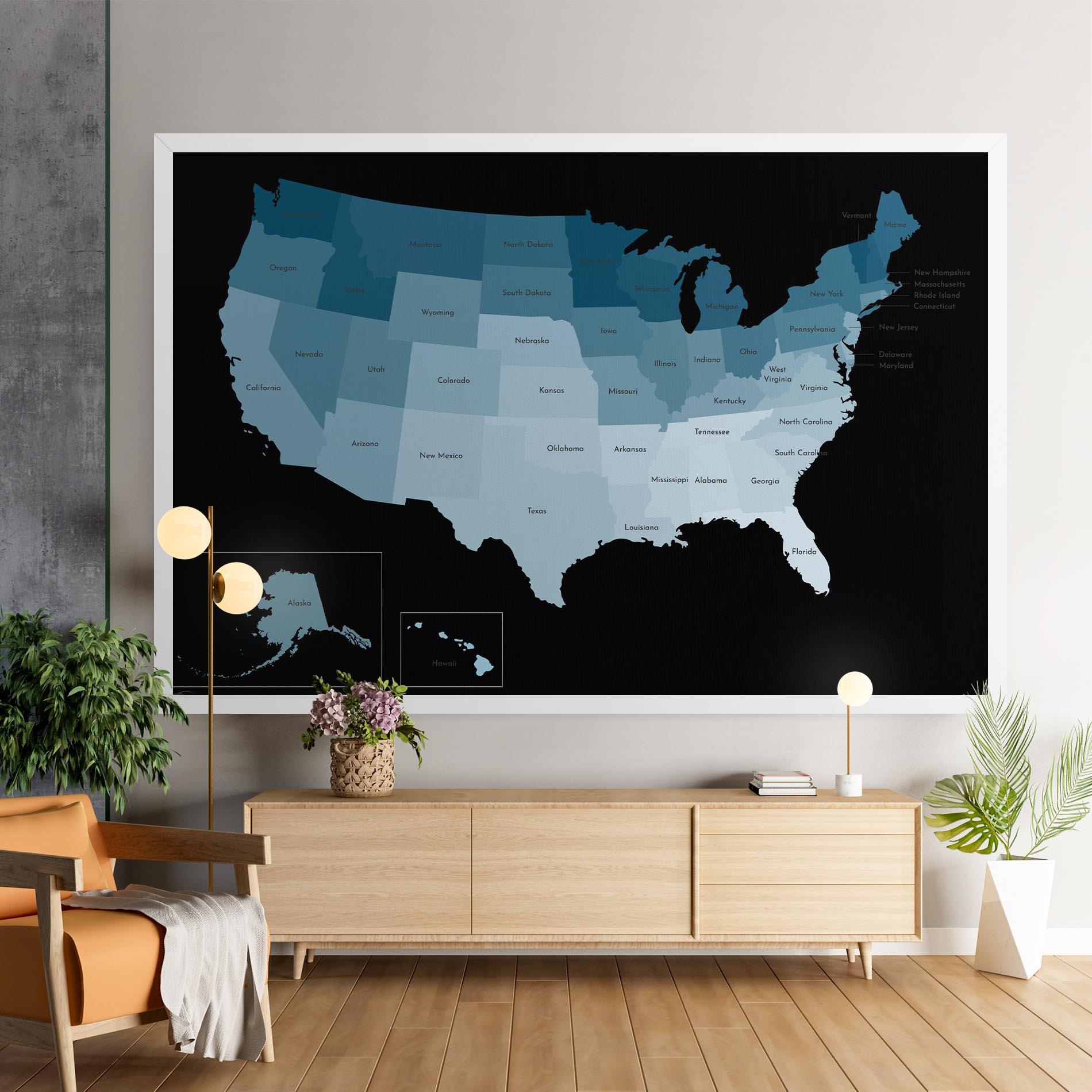 Leinwandbild Sua Blue Map mockup 9
