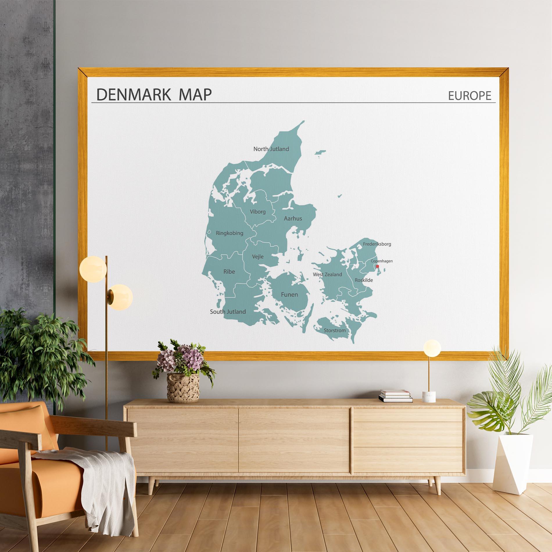 Leinwandbild Denmark Map mockup 9