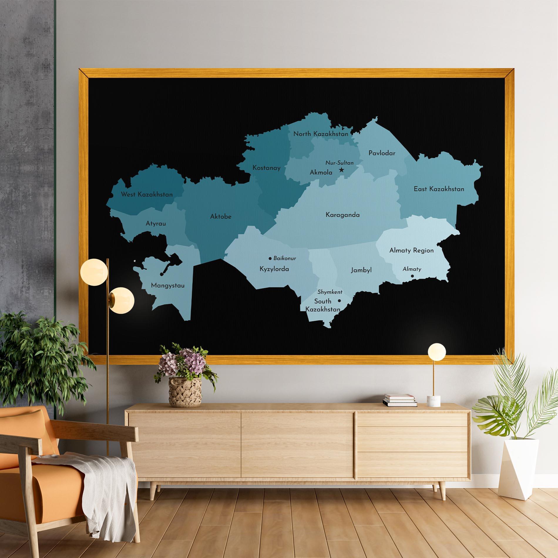 Leinwandbild Kazahstan Blue Map mockup 9