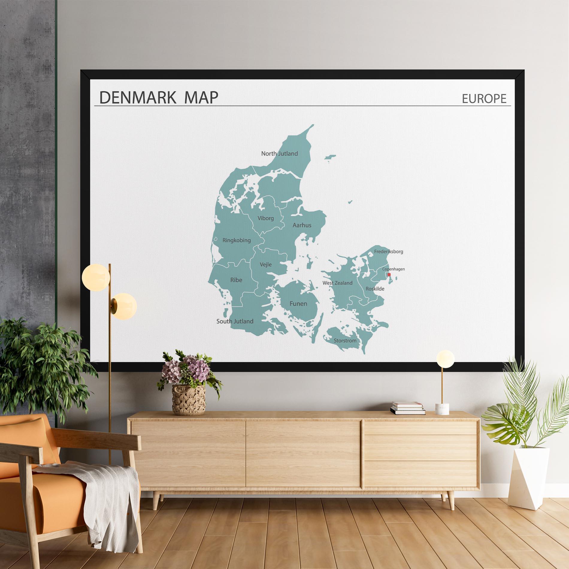 Leinwandbild Denmark Map mockup 9