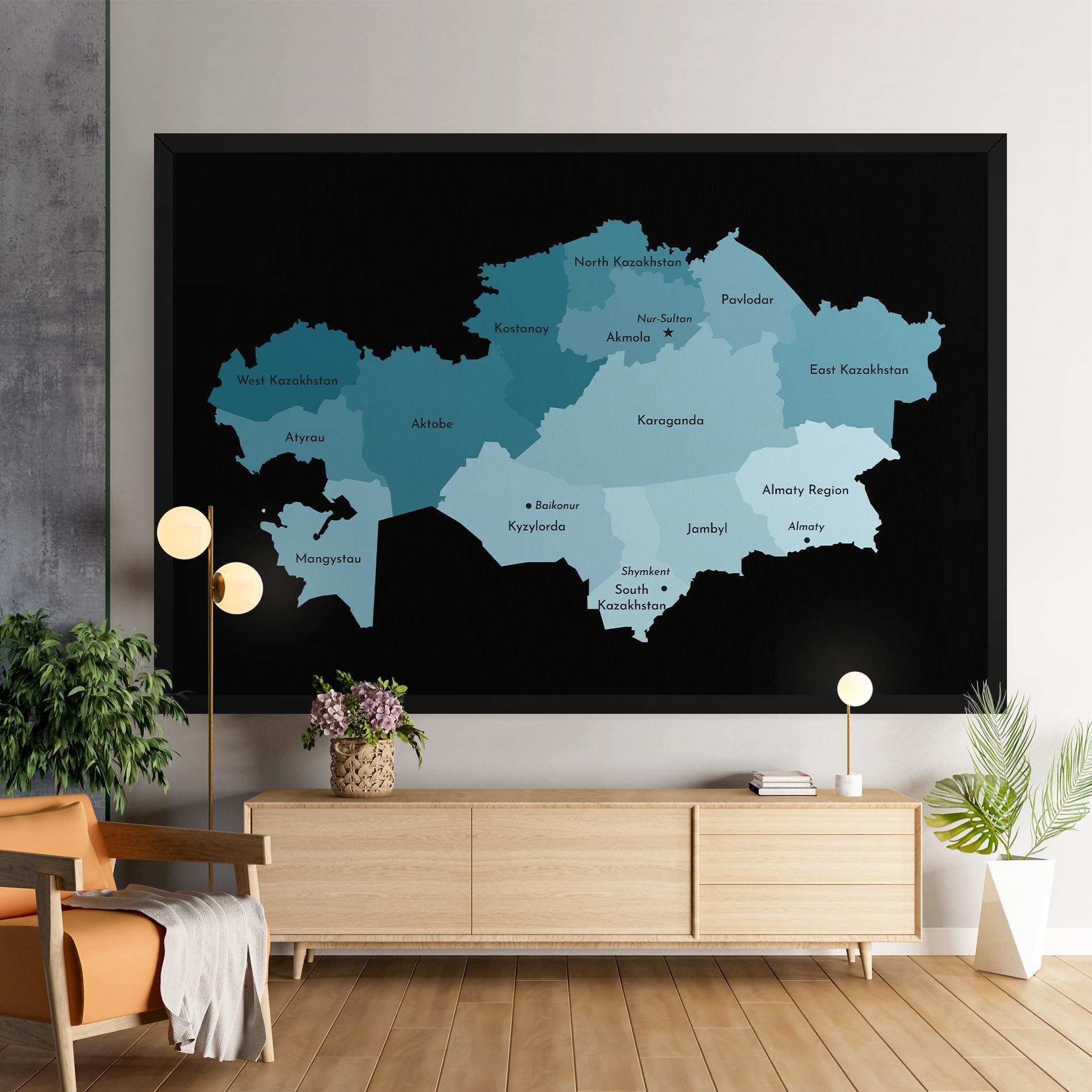 Leinwandbild Kazahstan Blue Map mockup 9
