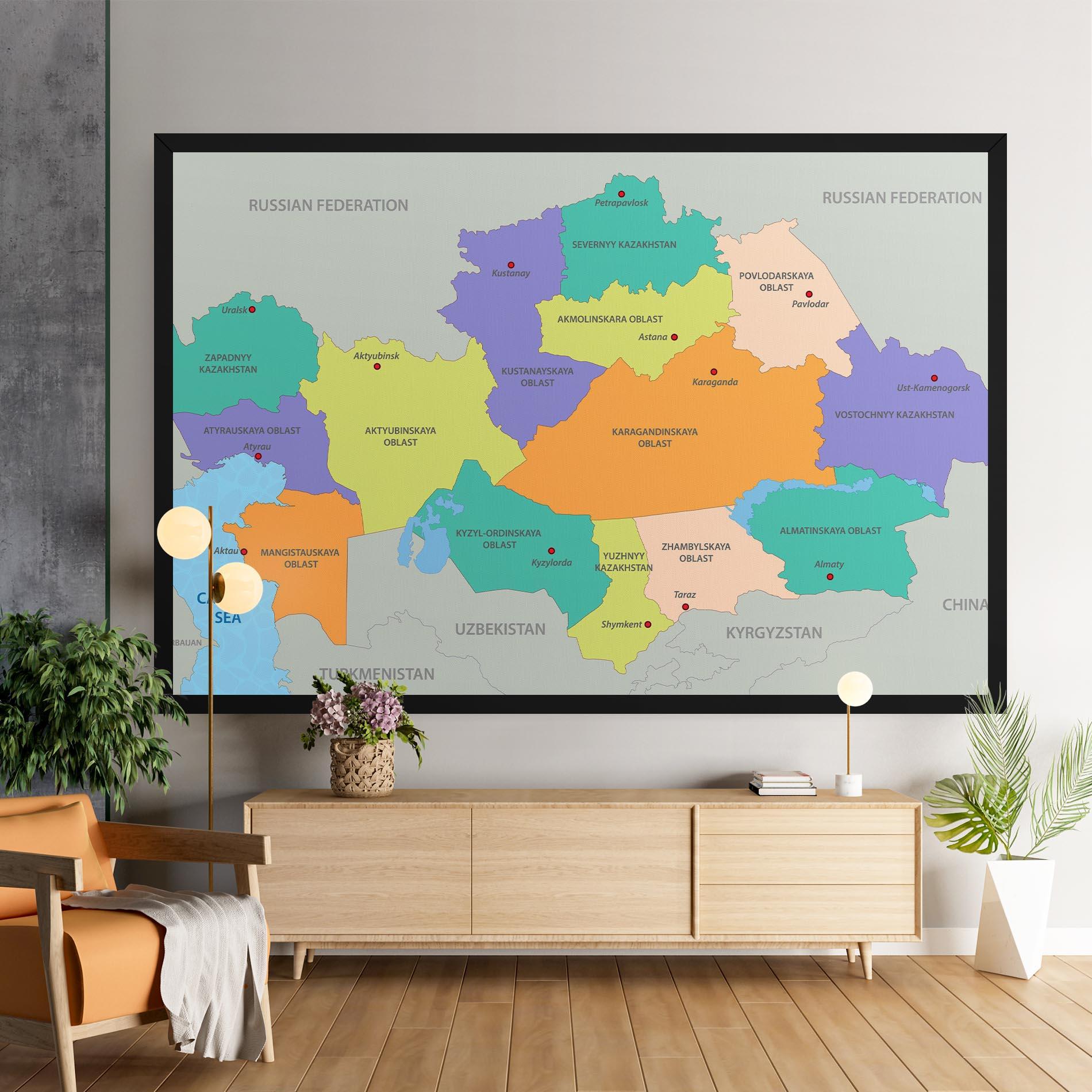 Leinwandbild Kazakhstan Color Map mockup 9