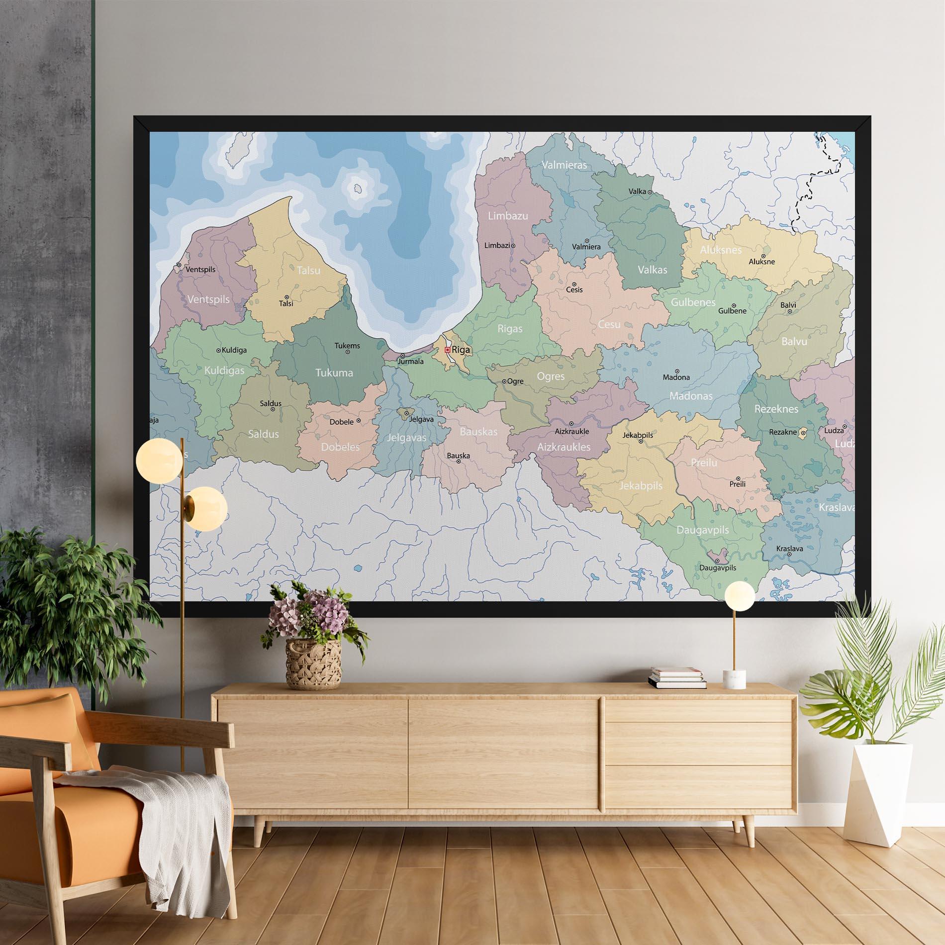 Leinwandbild Latvia Color Map mockup 9